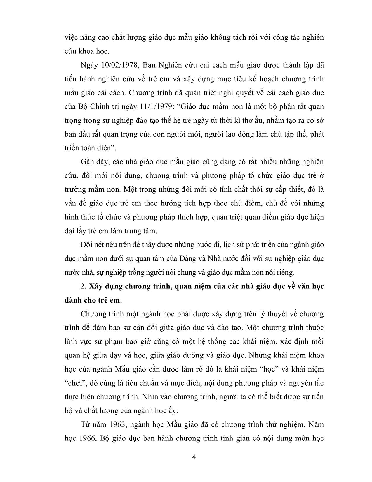 Giáo trình Phương pháp cho trẻ làm quen với tác phẩm văn học (Phần 1) trang 4