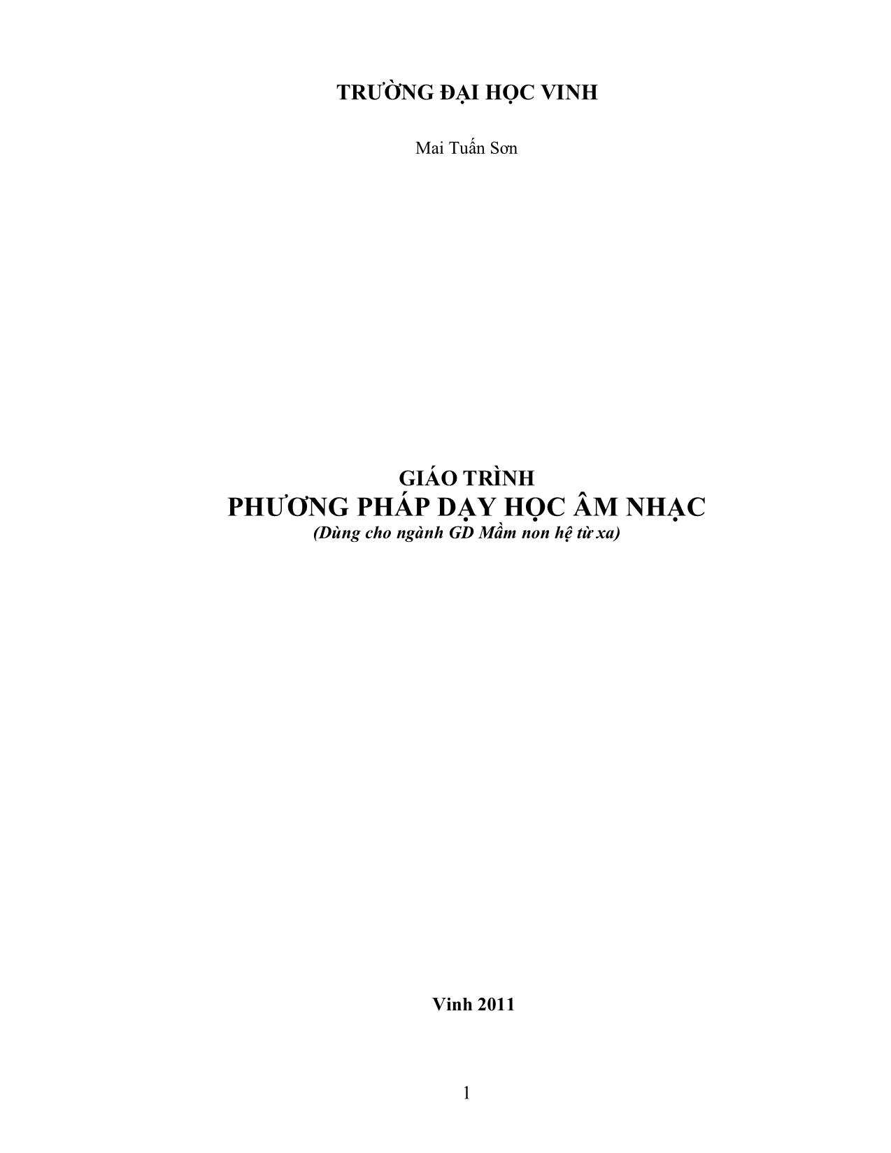 Giáo trình Phương pháp dạy học Âm nhạc (Phần 1) trang 1