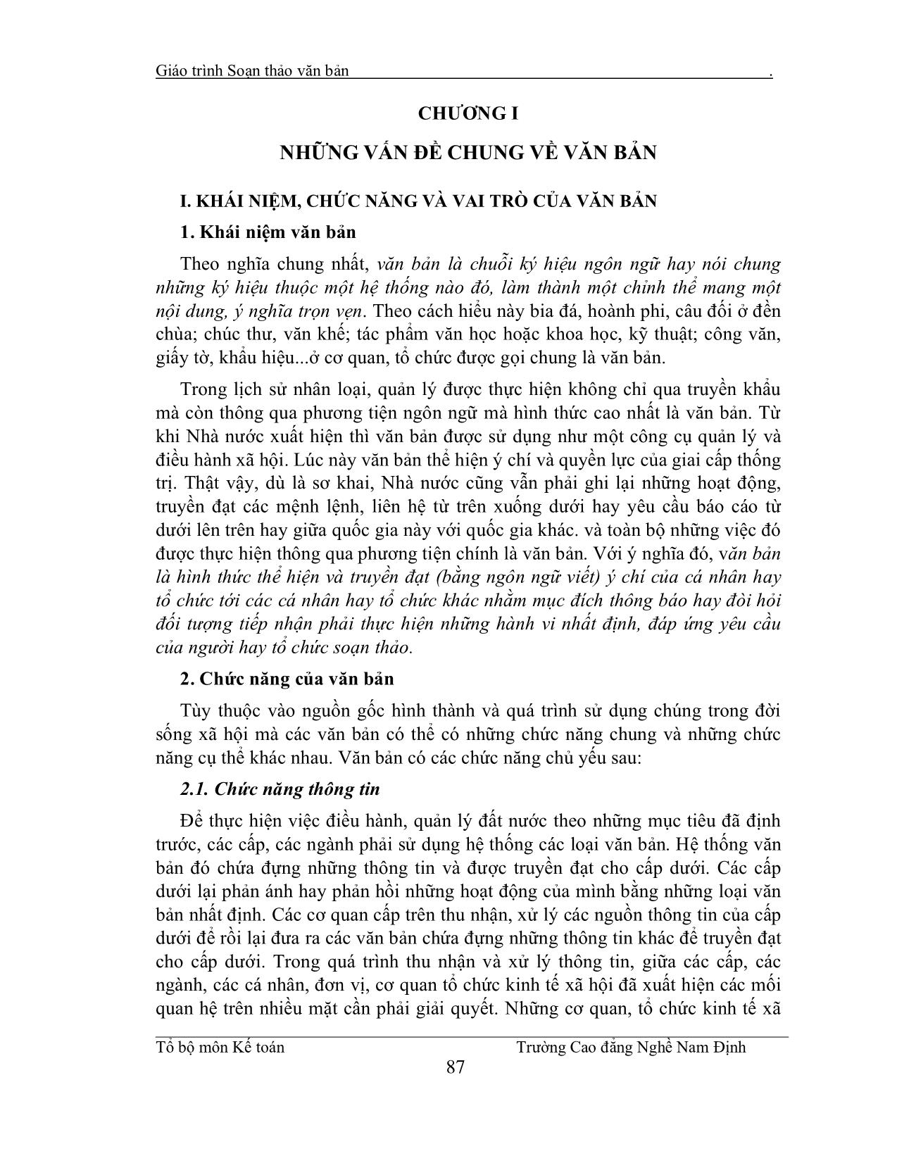 Giáo trình Soạn thảo văn bản (Phần 1) trang 1