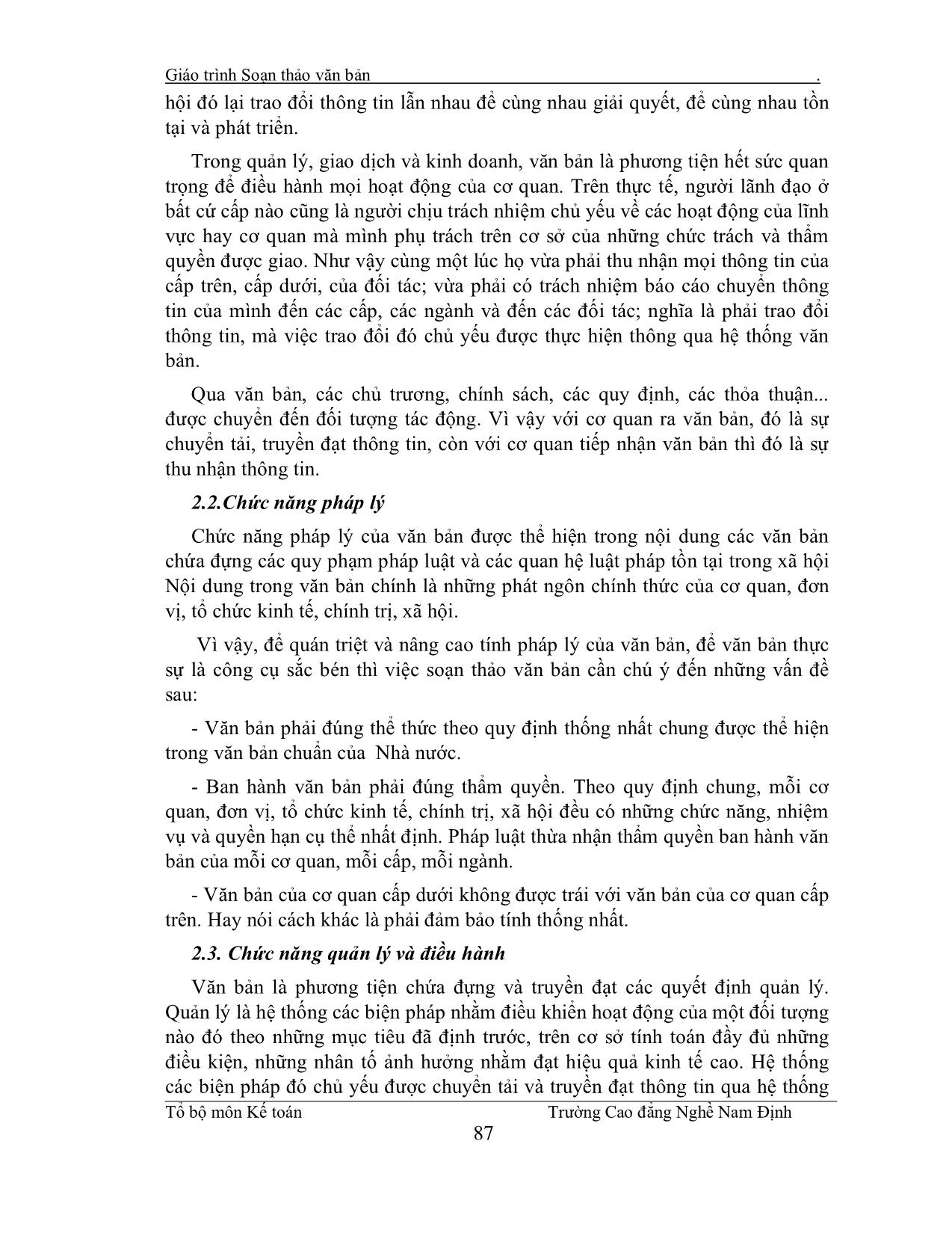 Giáo trình Soạn thảo văn bản (Phần 1) trang 2