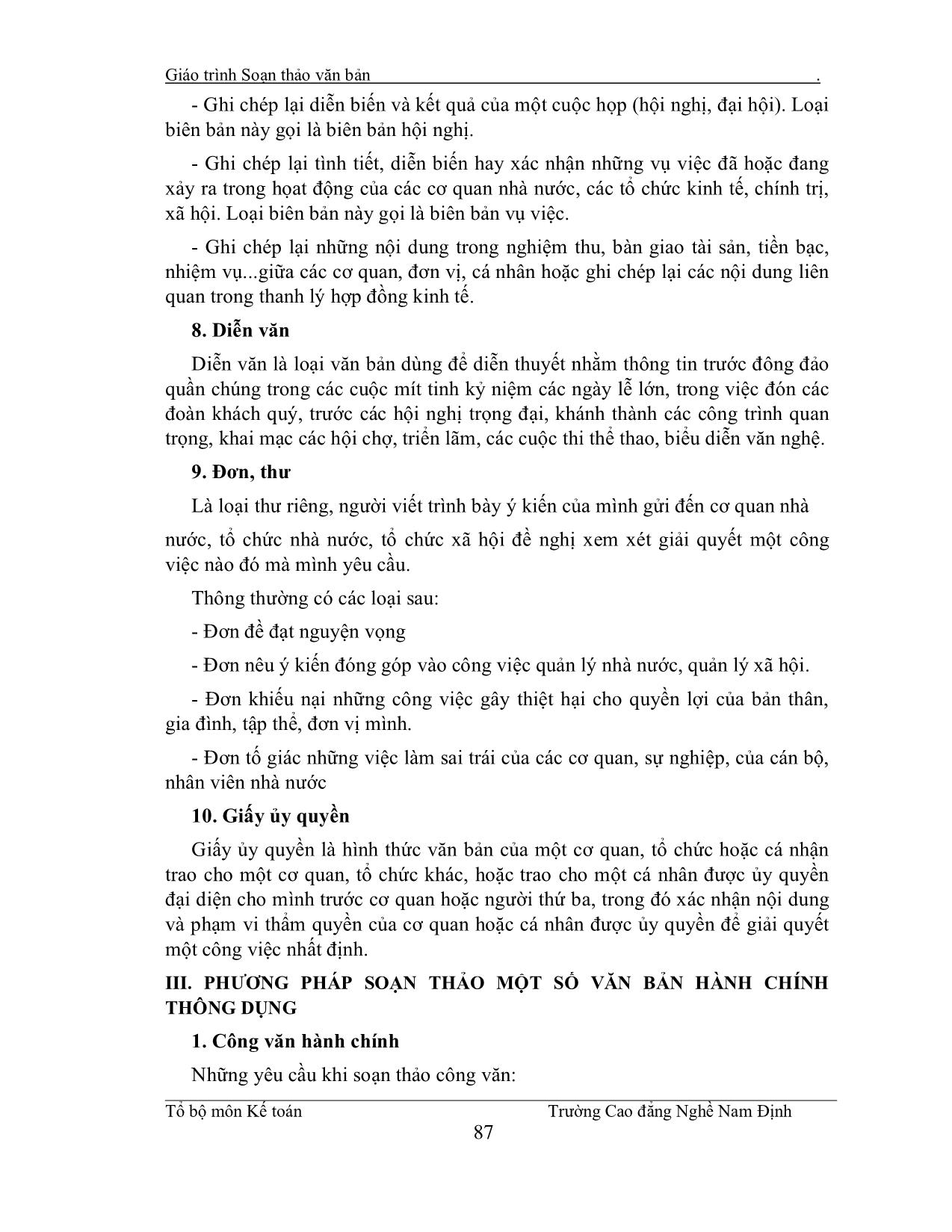 Giáo trình Soạn thảo văn bản (Phần 2) trang 3