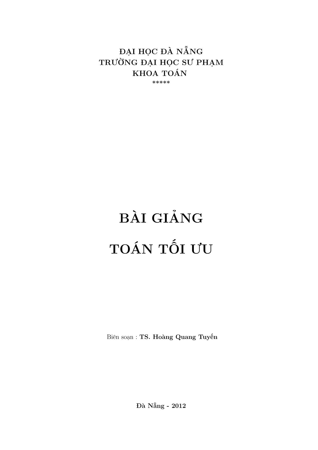 Giáo trình Toán tối ưu trang 1