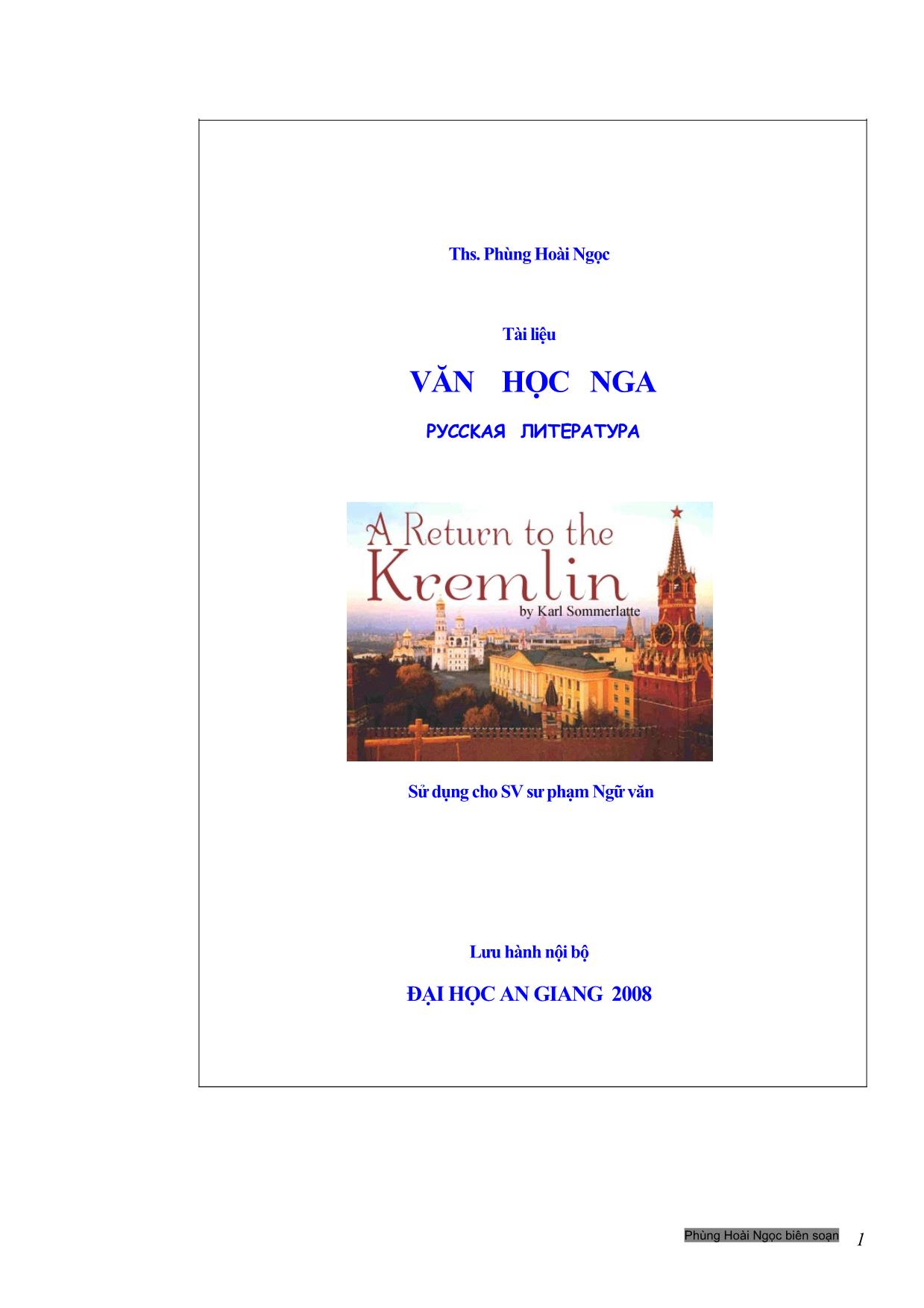 Giáo trình Văn học Nga (Phần 1) trang 2