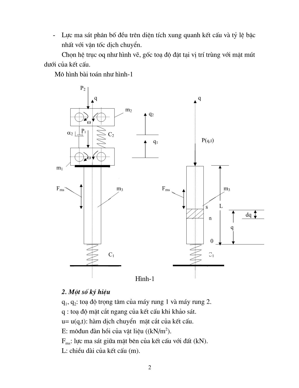 Hạ chìm kết cấu dạng thanh đàn hồi, đồng chất có tiết diện không đổi vào đất được gây ra do hai máy rung trang 2