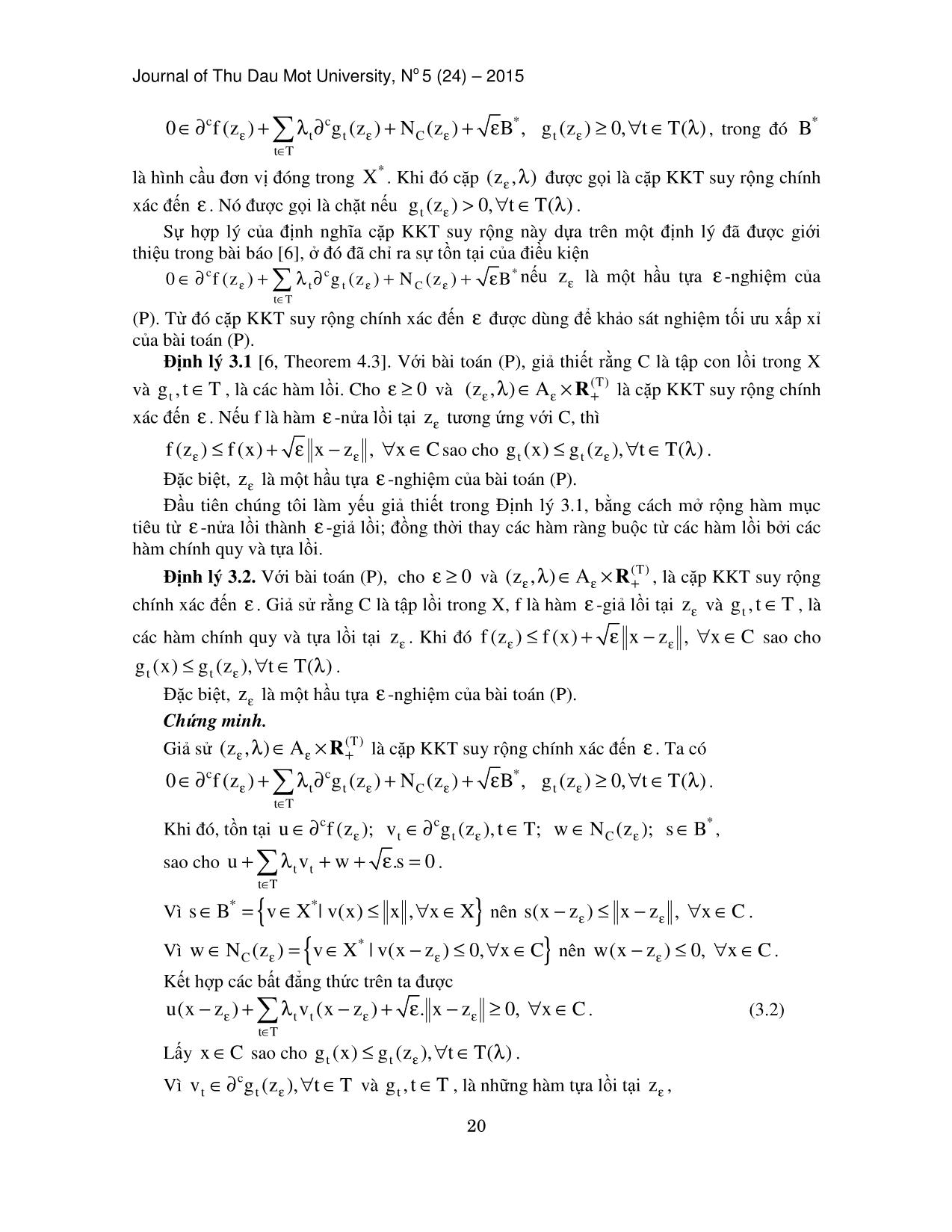 Ðiều kiện tối ưu cho hầu tựa ε-nghiệm của bài toán tối ưu không lồi với vô hạn ràng buộc trang 4