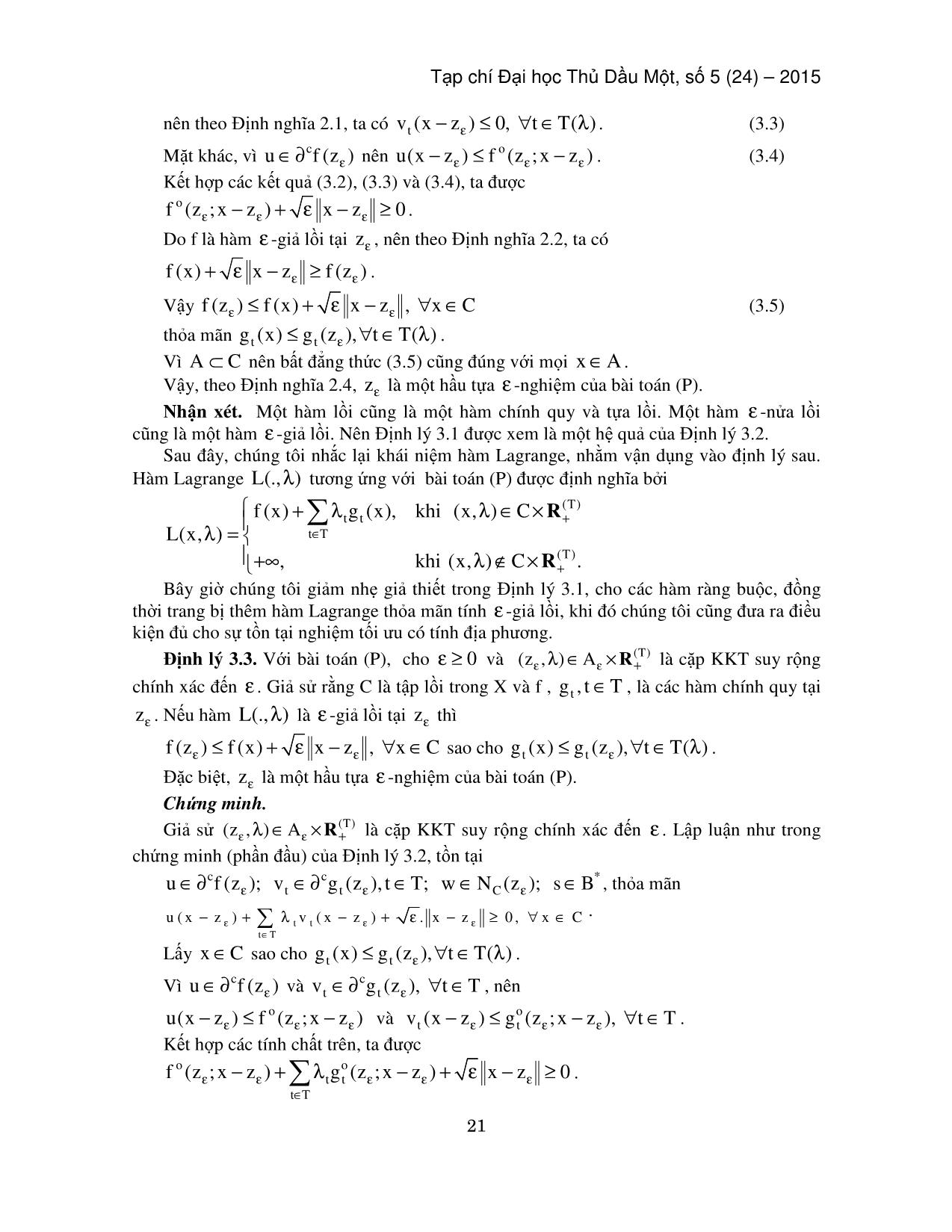 Ðiều kiện tối ưu cho hầu tựa ε-nghiệm của bài toán tối ưu không lồi với vô hạn ràng buộc trang 5