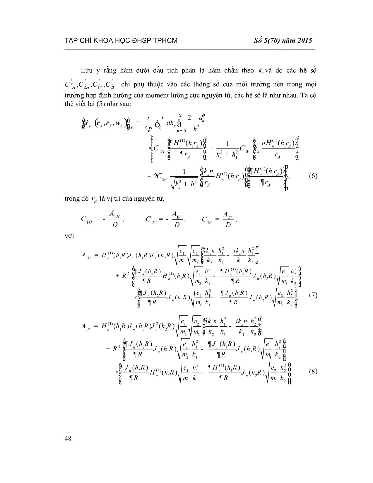 Kĩ thuật tính số cho các Tensor Green của hệ cấu trúc hình trụ trang 4