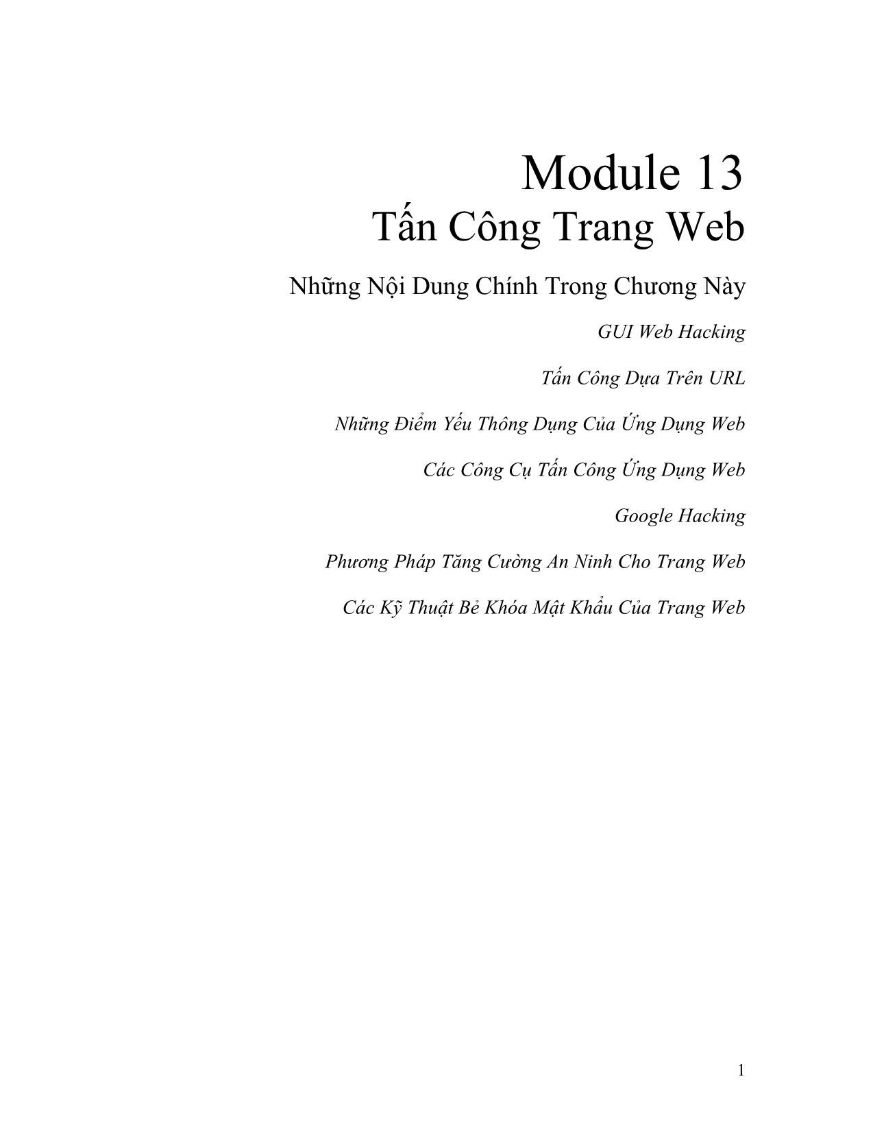 Module 13: Tấn công trang Web trang 1
