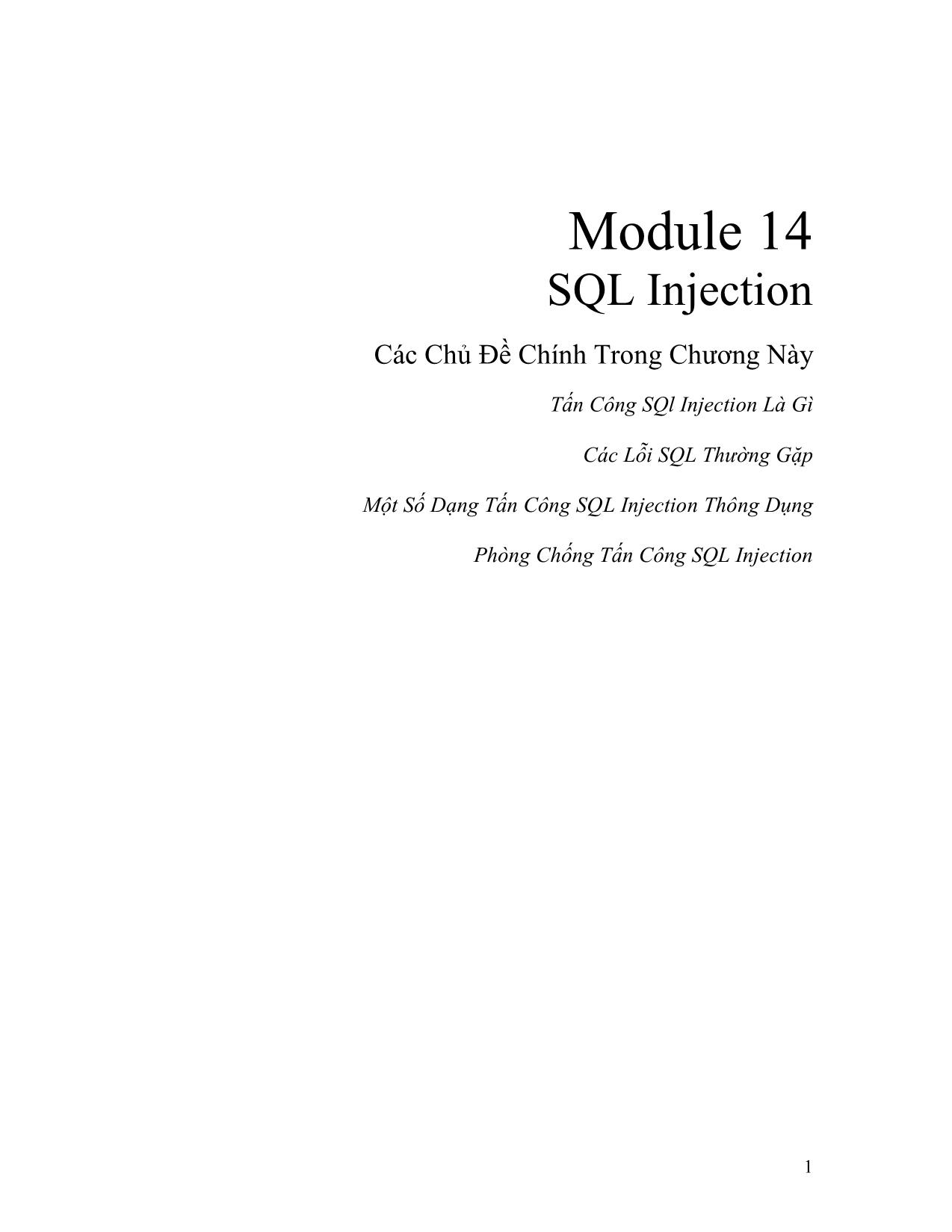 Module 14: SQL Injection trang 1