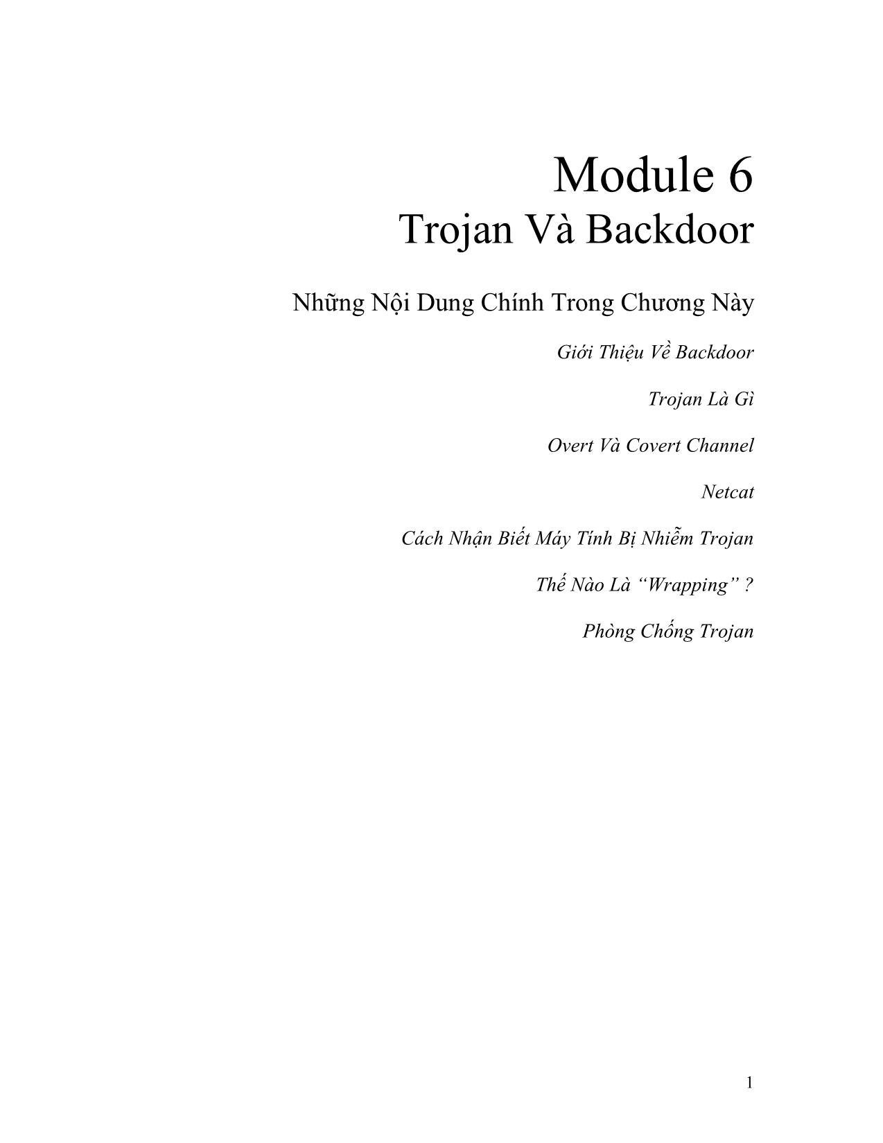 Module 6: Trojan và Backdoor trang 1