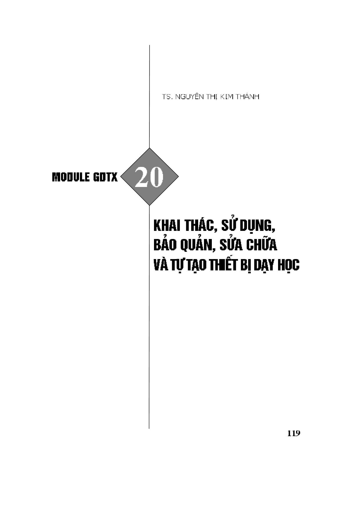 Module Giáo dục thường xuyên 20: Khai thác, sử dụng, bảo quản, sửa chữa và tự tạo thiết bị dạy học trang 1