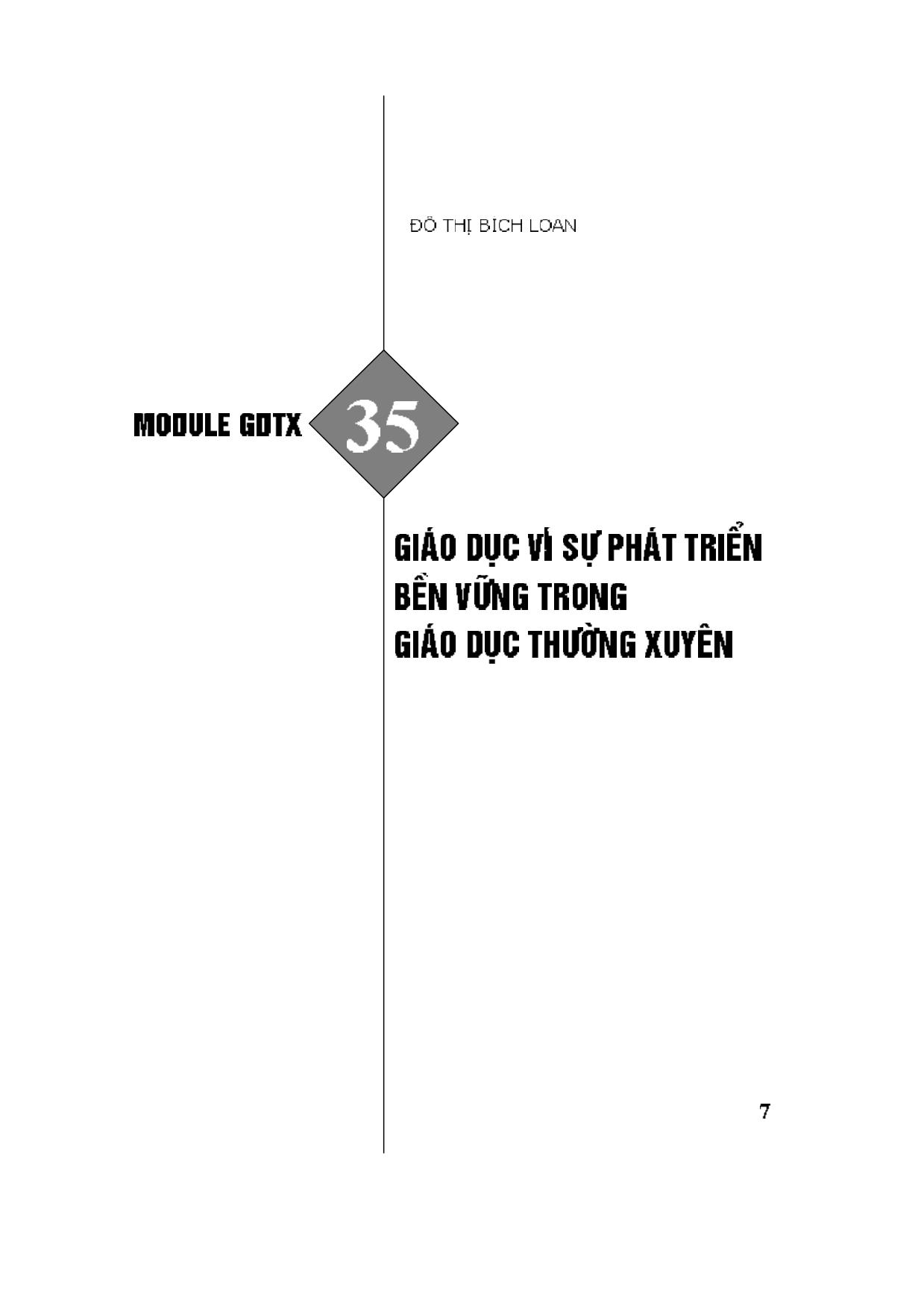 Module Giáo dục thường xuyên 35: Giáo dục vì sự phát triển bền vững trong giáo dục thường xuyên trang 1