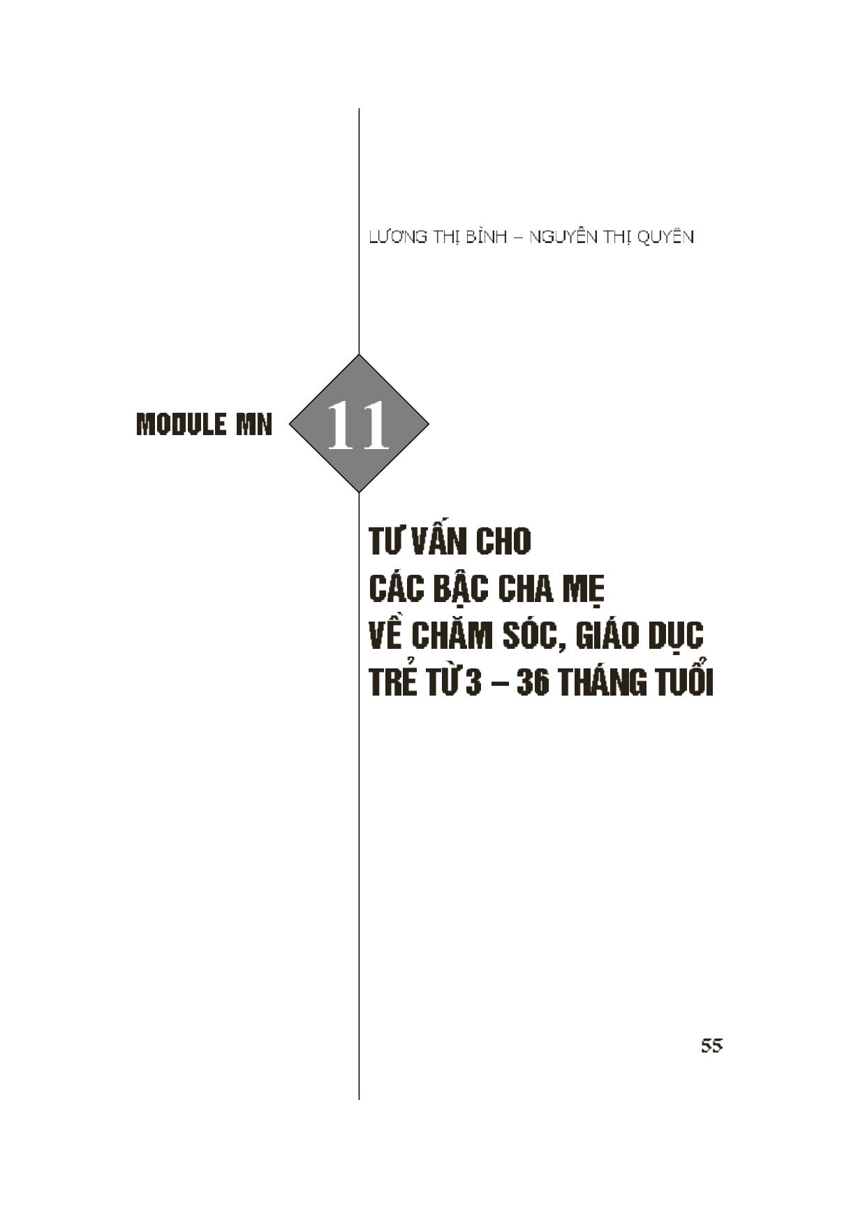 Module Mầm non 11: Tư vấn cho các bậc cha mẹ về chăm sóc, giáo dục trẻ từ 3-36 tháng tuổi trang 1