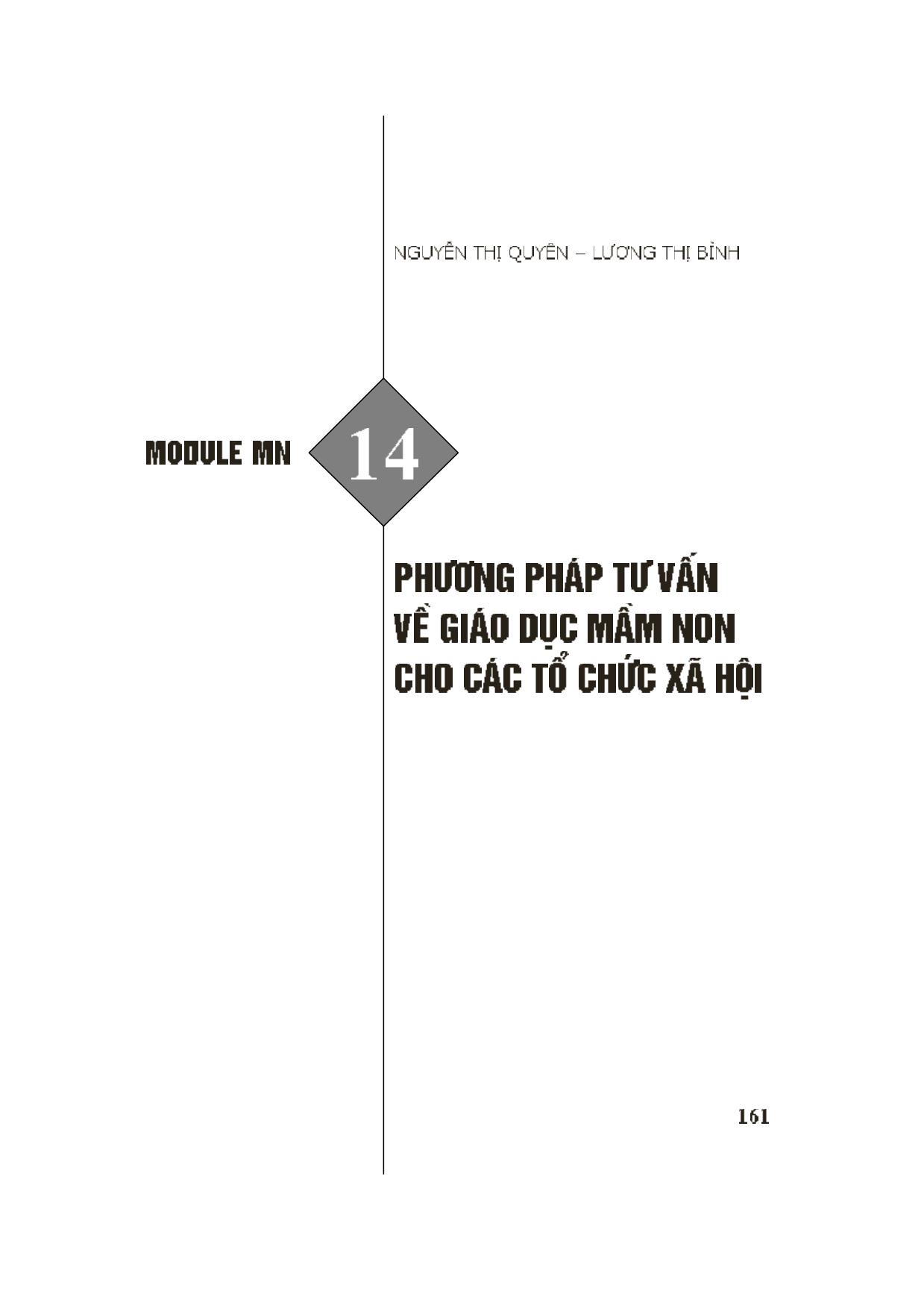 Module Mầm non 14: Phương pháp tư vấn về giáo dục mầm non cho các tổ chức xã hội trang 1