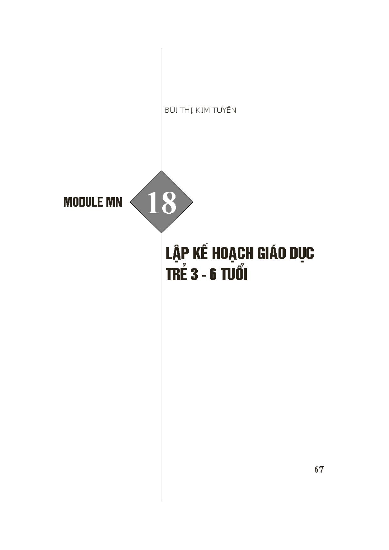 Module Mầm non 18: Lập kế hoạch giáo dục trẻ 3-6 tuổi trang 1