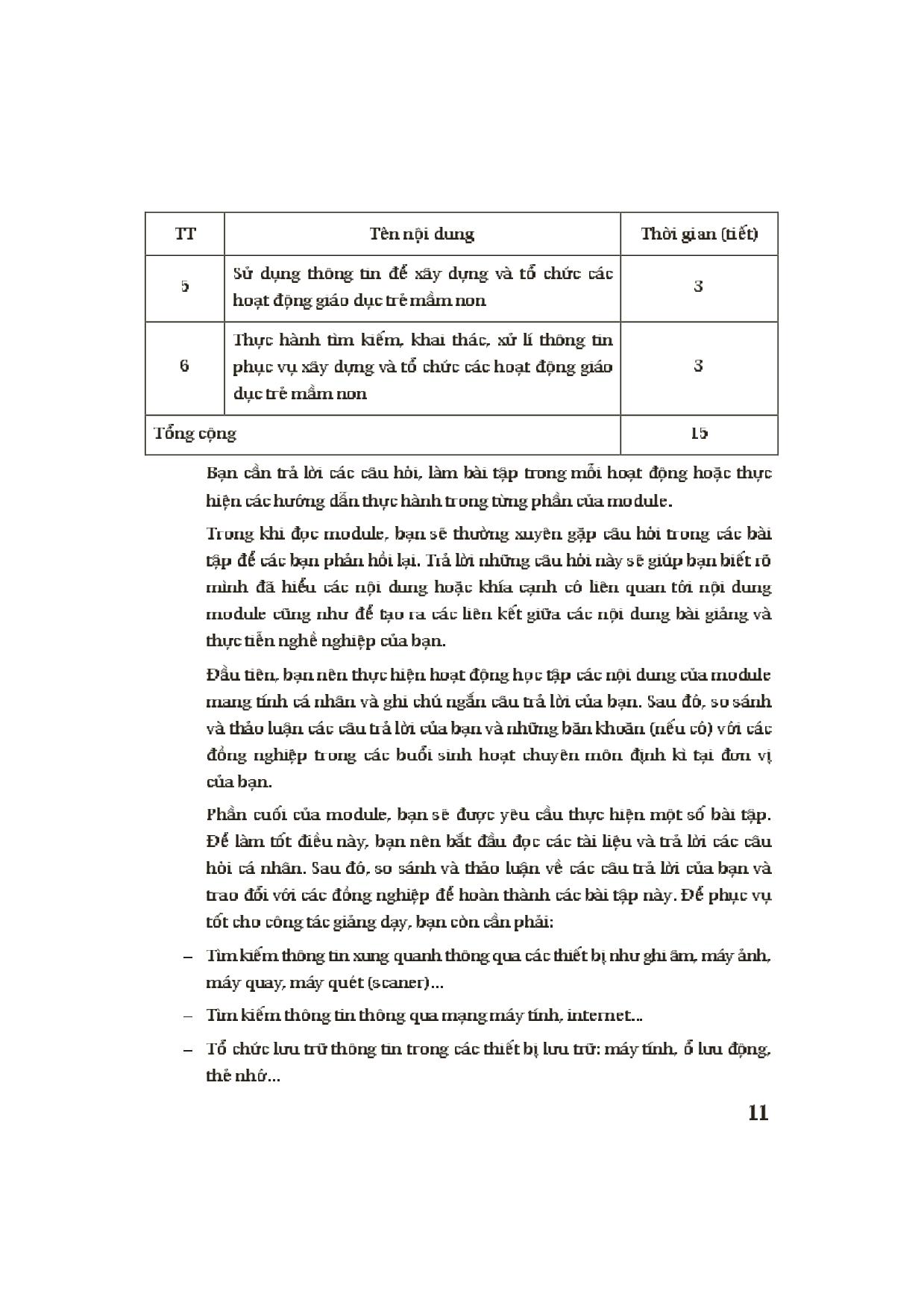 Module Mầm non 19: Phương pháp tìm kiếm, khai thác, xử lí thông tin phục vụ xây dựng và tổ chức các hoạt động giáo dục trang 3