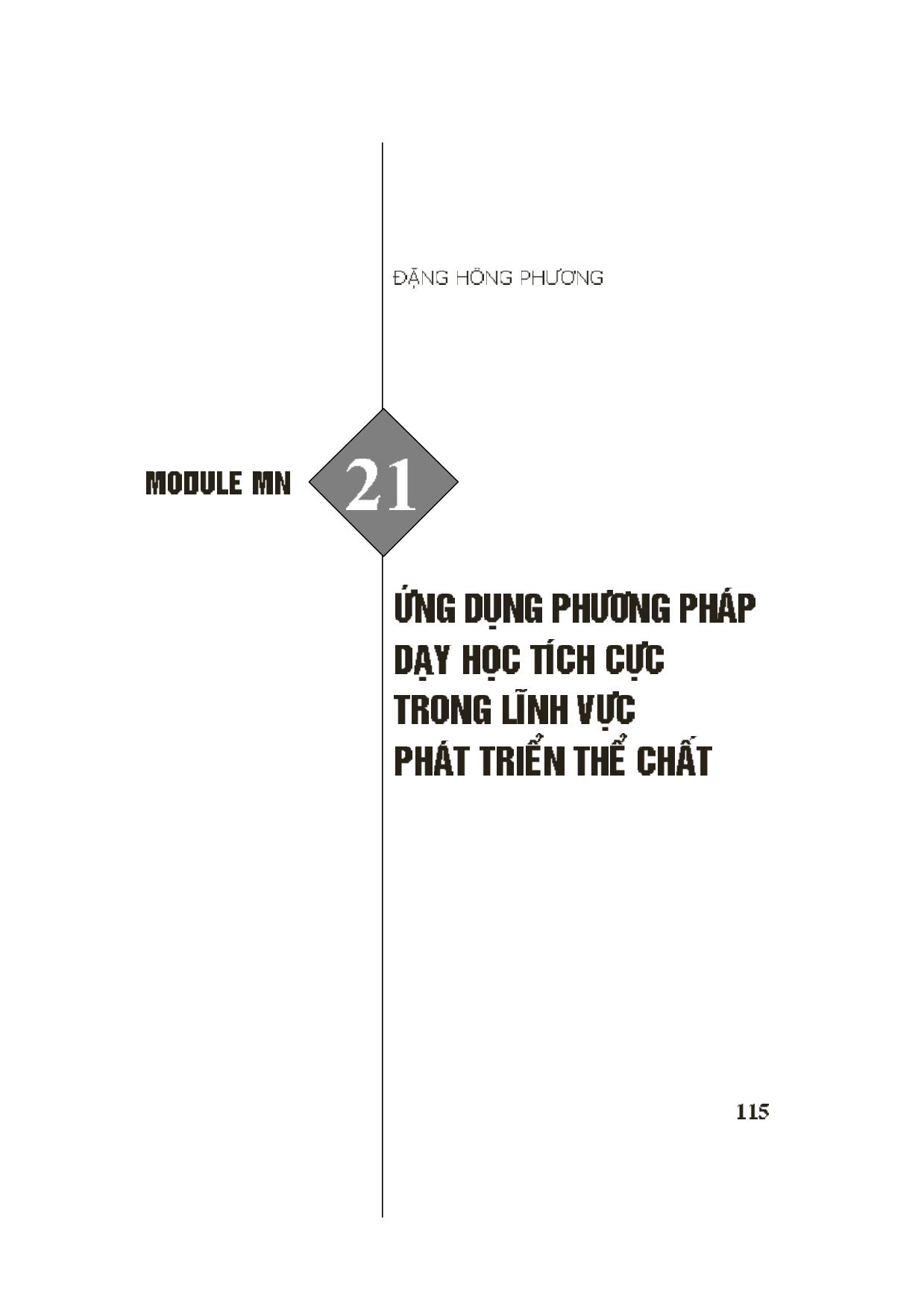 Module Mầm non 21: Ứng dụng phương pháp dạy học tích cực trong lĩnh vực phát triển thể chất trang 1