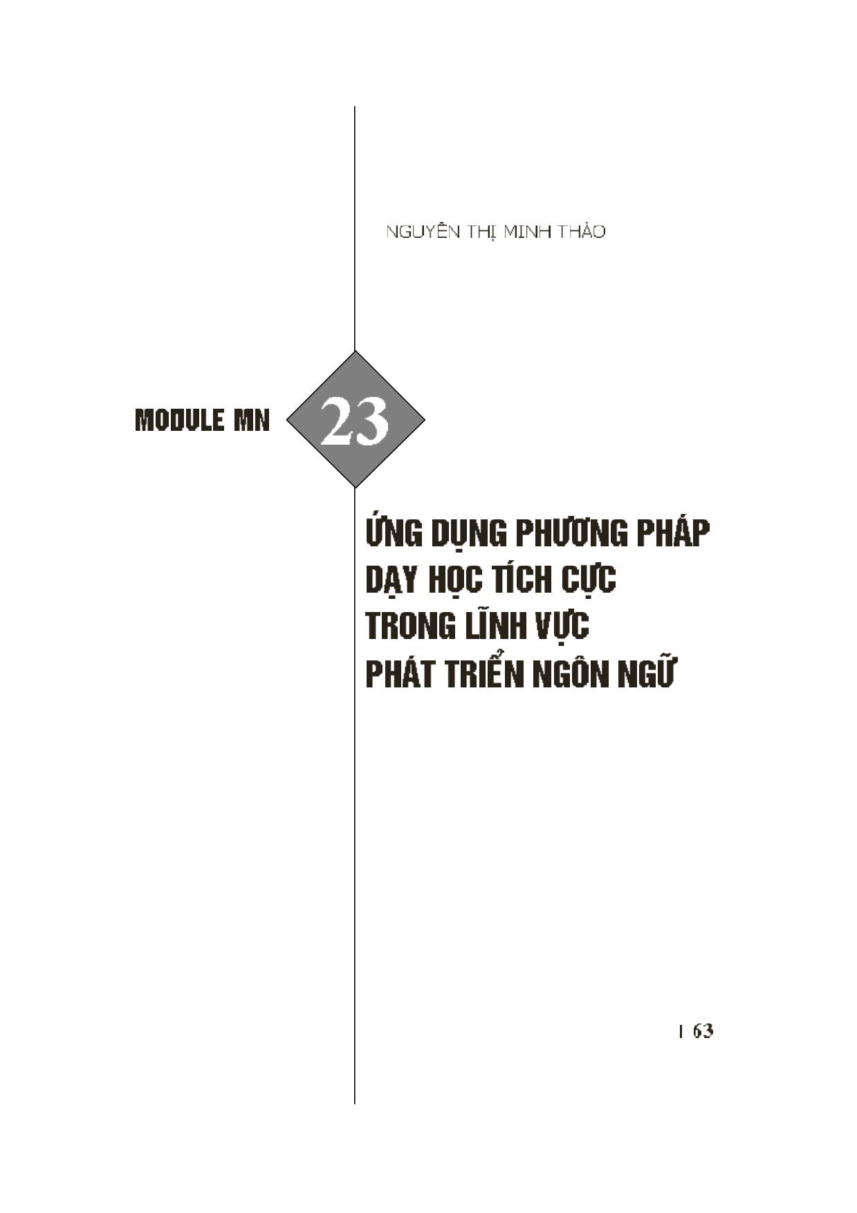 Module Mầm non 23: Ứng dụng phương pháp dạy học tích cực trong lĩnh vực phát triển ngôn ngữ trang 1