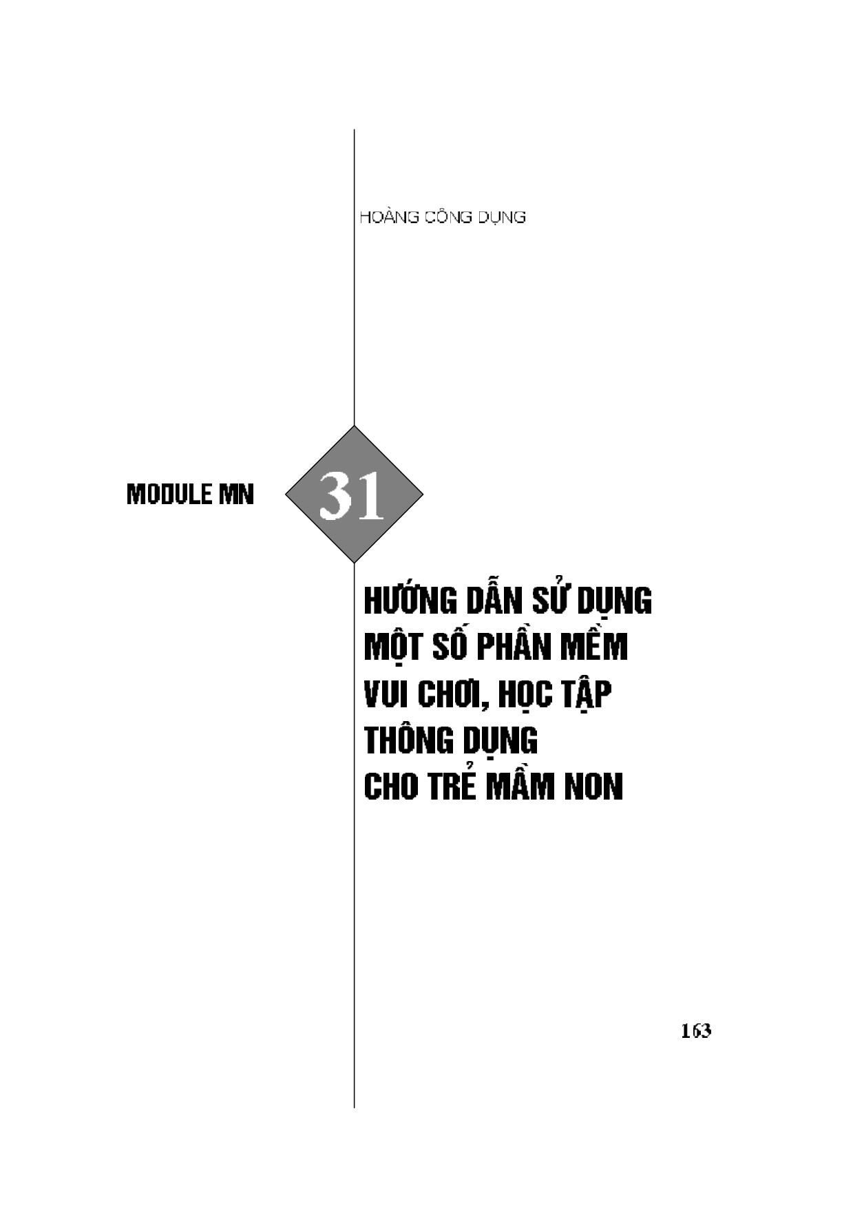 Module Mầm non 31: Hướng dẫn sử dụng một số phần mềm vui chơi, học tập thông dụng cho trẻ mầm non trang 1