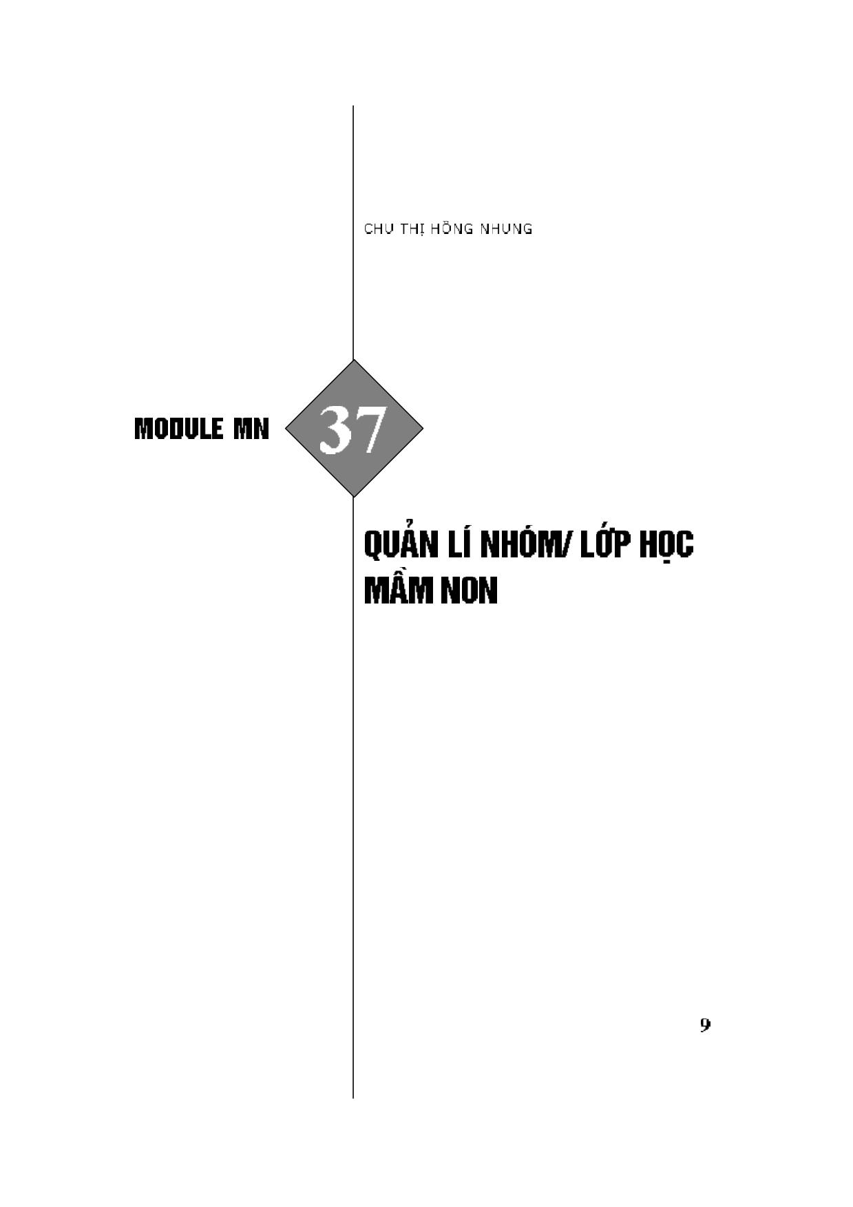 Module Mầm non 37: Quản lí nhóm, lớp học mầm non trang 1