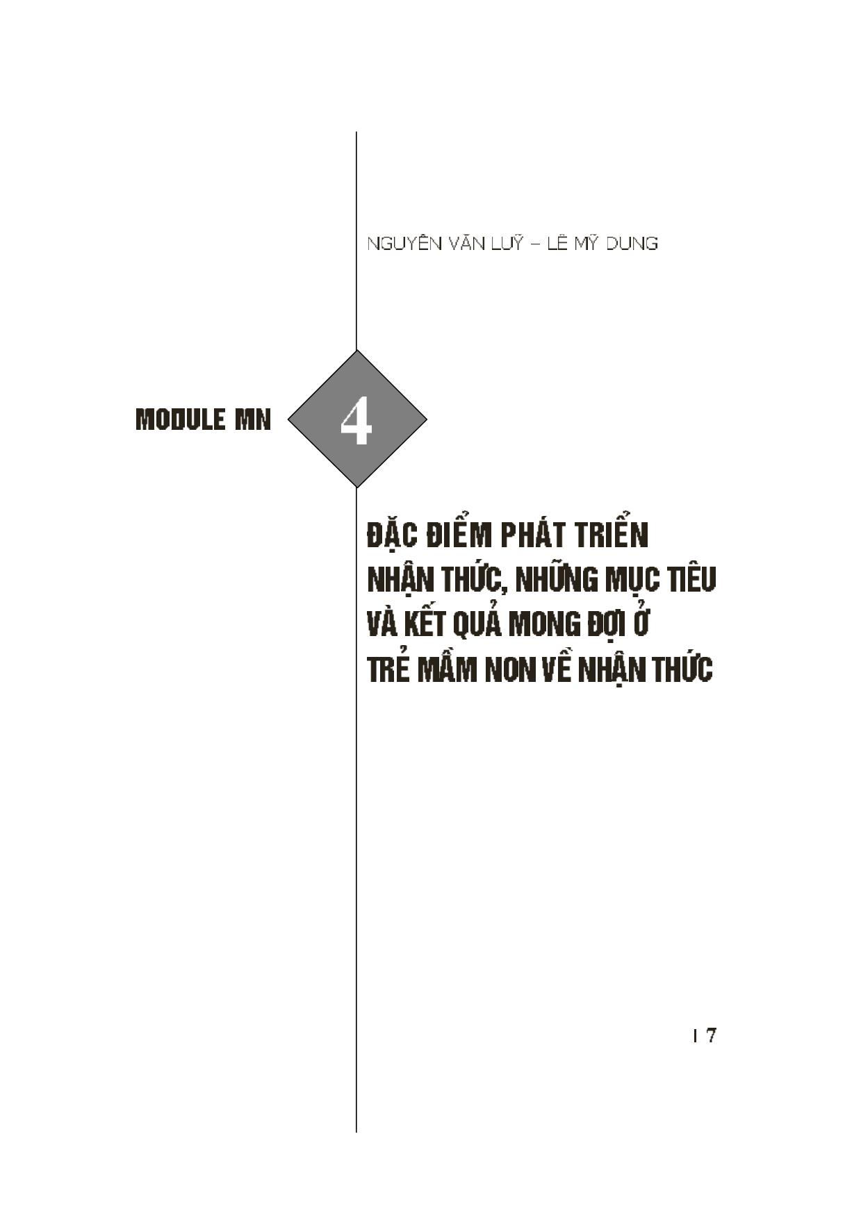 Module Mầm non 4: Đặc điểm phát triển nhận thức, những mục tiêu và kết quả mong đợi ở trẻ mầm non về nhận thức trang 1