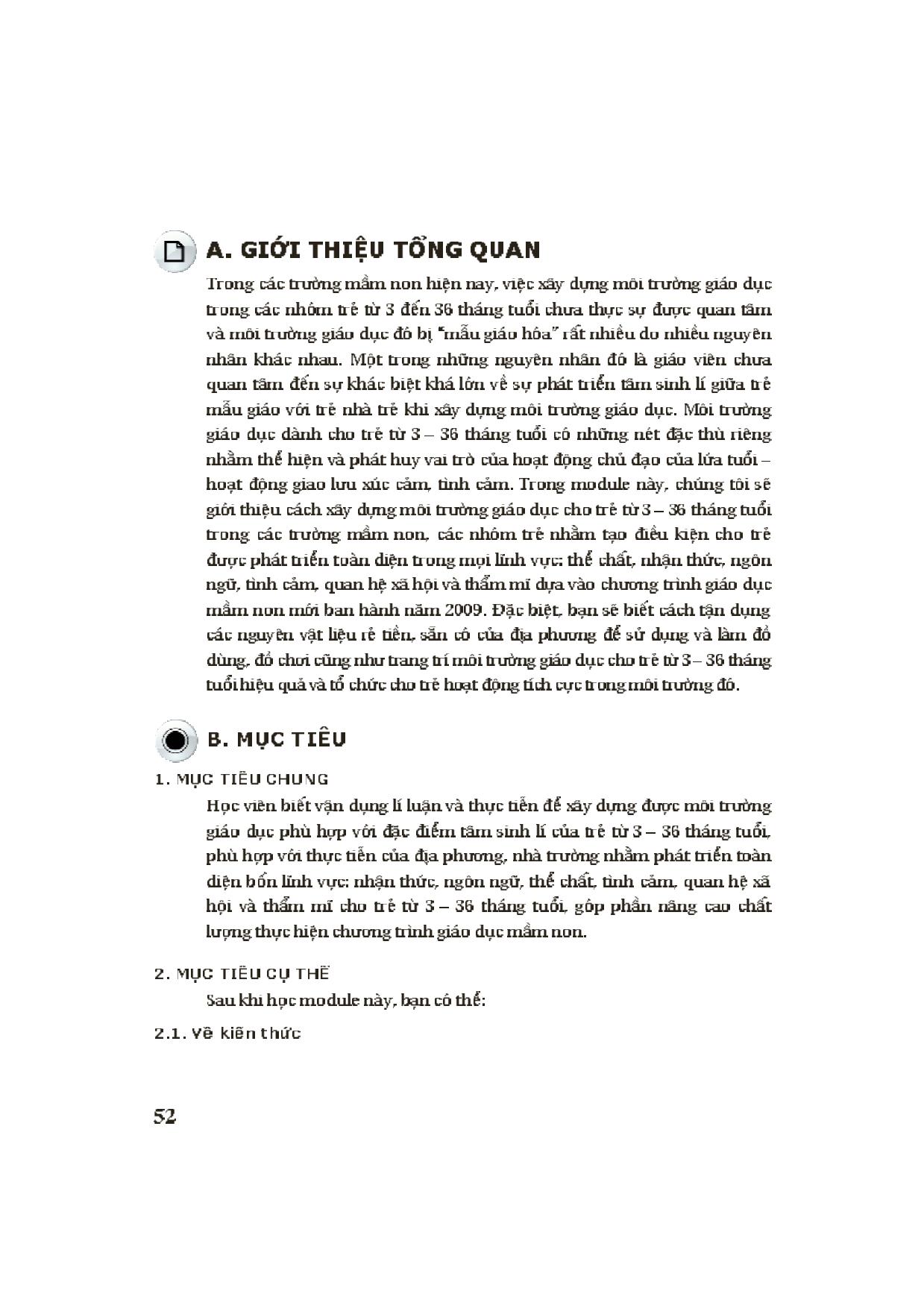Module Mầm non 8: Xây dựng môi trường giáo dục cho trẻ 3-36 tháng tuổi trang 2