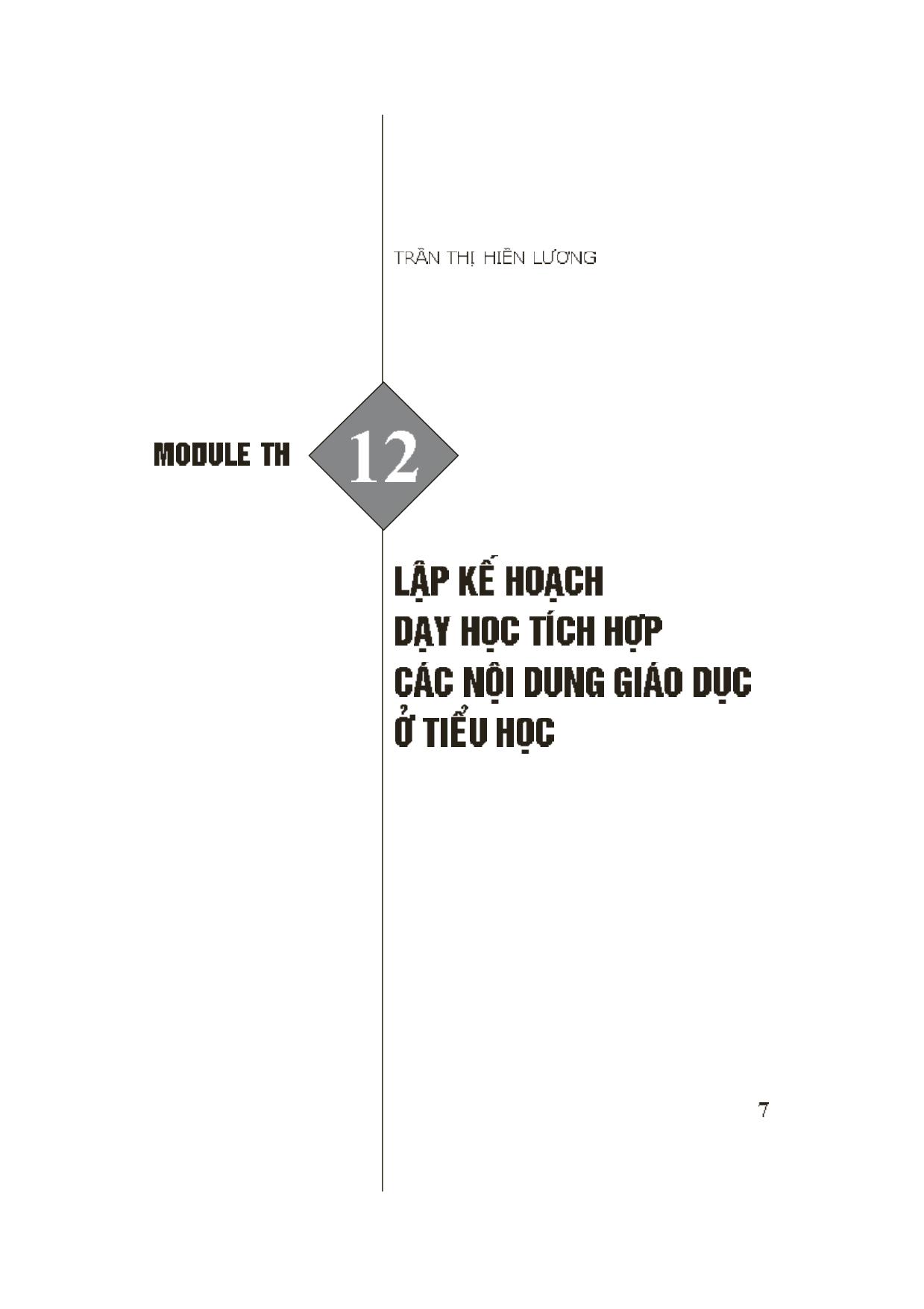 Module Tiểu học 12: Lập kế hoạch dạy học tích hợp các nội dung giáo dục ở Tiểu học trang 1