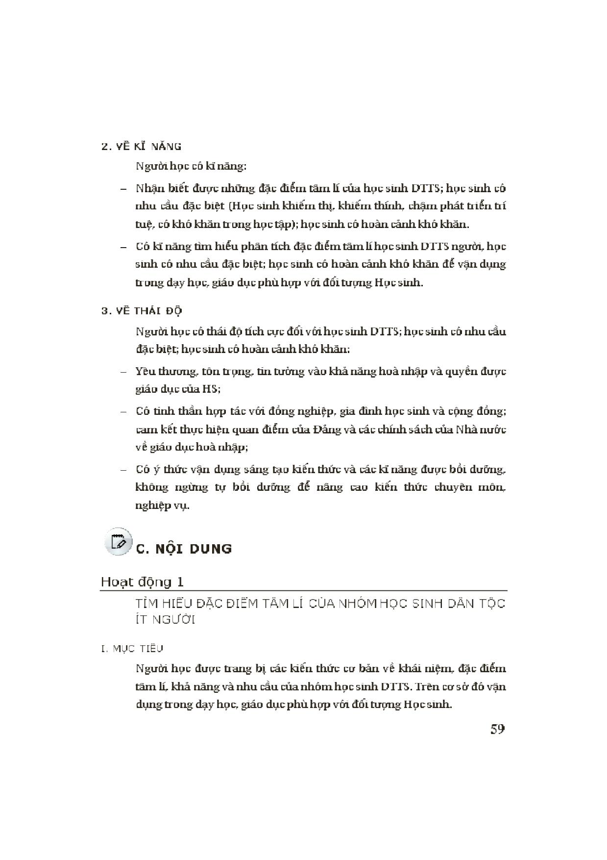 Module Tiểu học 2: Đặc điểm tâm lí của học sinh dân tộc ít người, học sinh có nhu cầu đặc biệt, học sinh có hoàn cảnh khó khăn trang 5