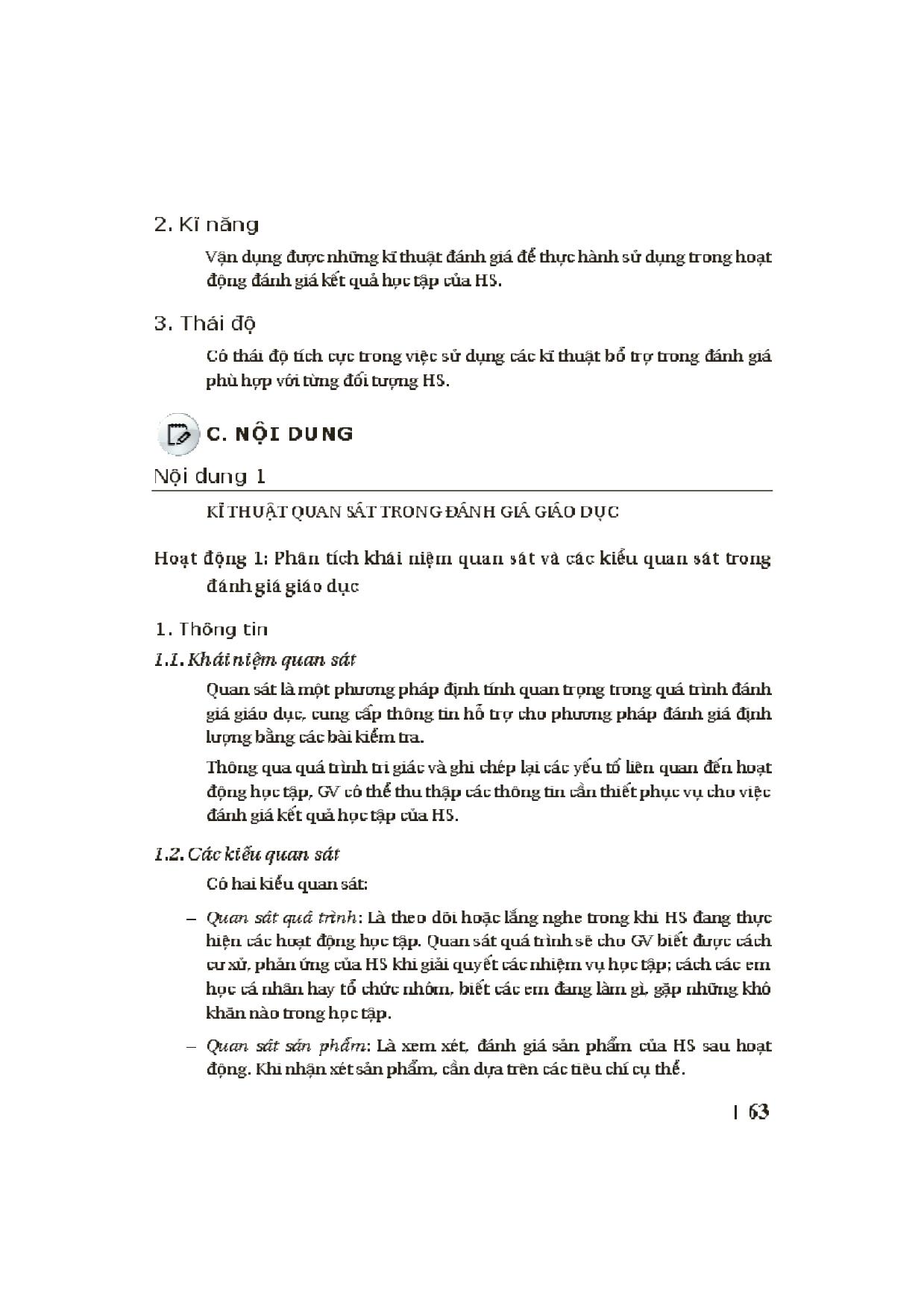 Module Tiểu học 25: Kĩ thuật đánh giá kết quả học tập ỏ Tiểu học trang 3