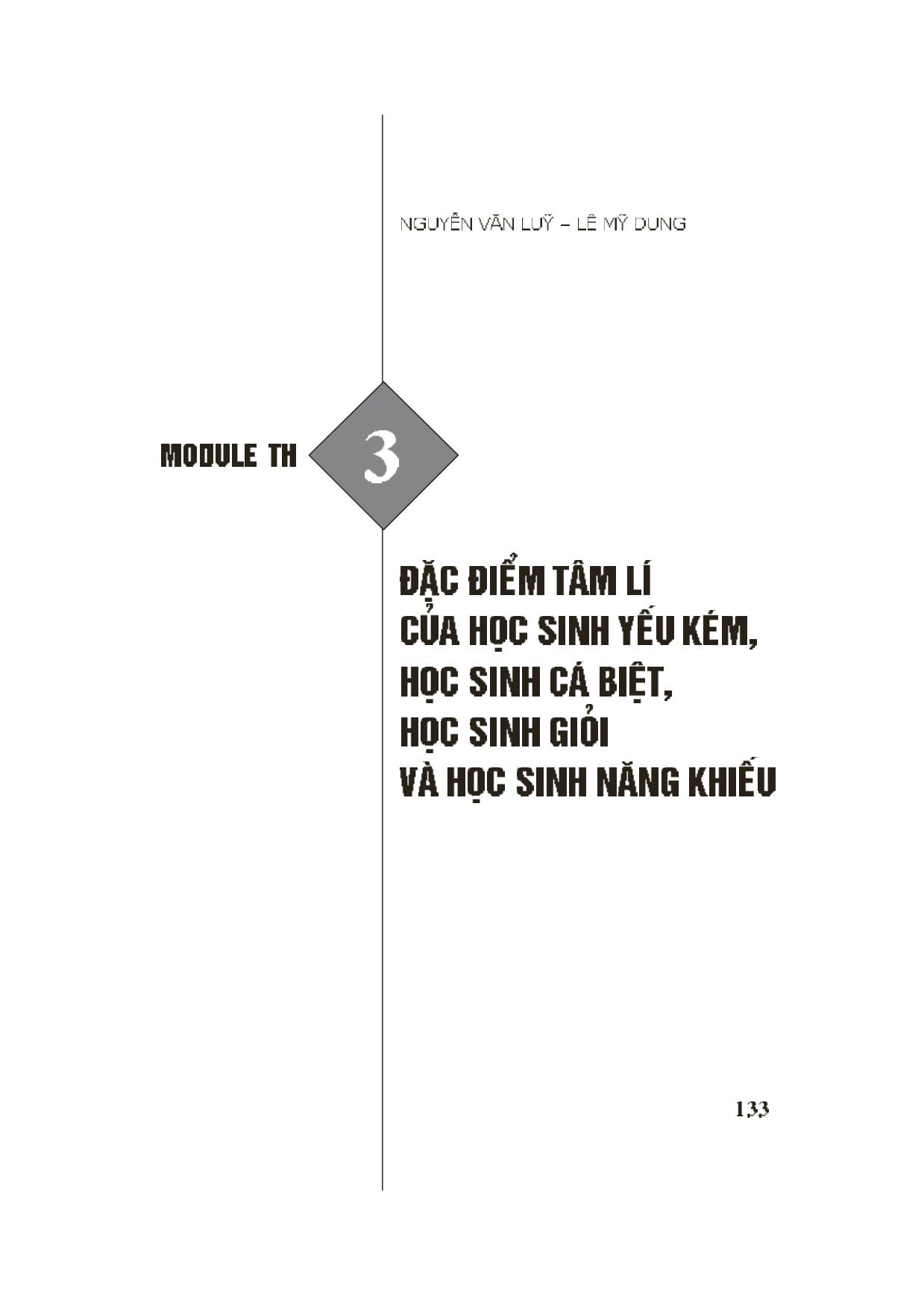 Module Tiểu học 3: Đặc điểm tâm lí của học sinh yêu kém, học sinh cá biệt, học sinh giỏi và học sinh năng khiếu trang 1