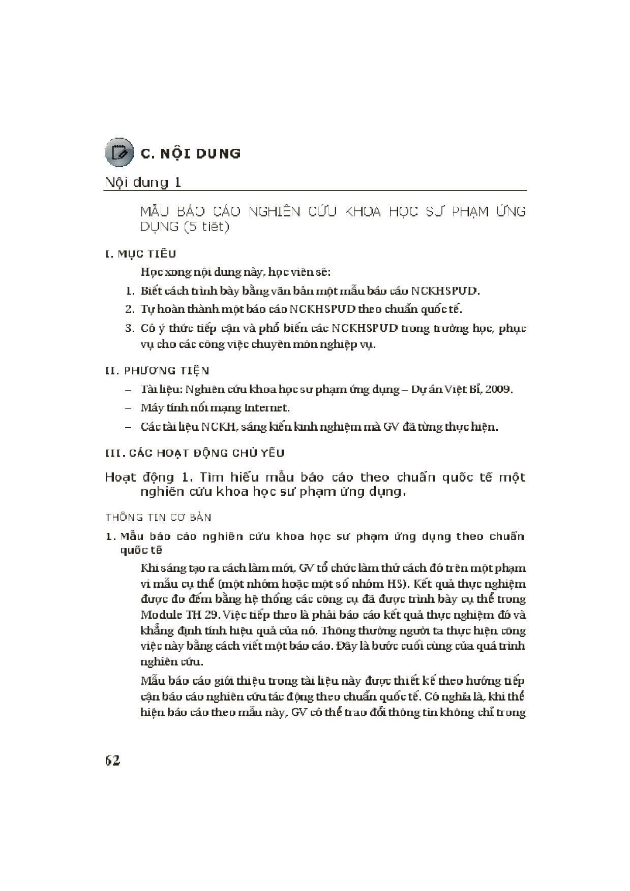 Module Tiểu học 30: Hướng dẫn áp dụng nghiên cứu Khoa học sư phạm úng dụng ở Tiểu học trong điều kiện thực tế Việt Nam trang 4