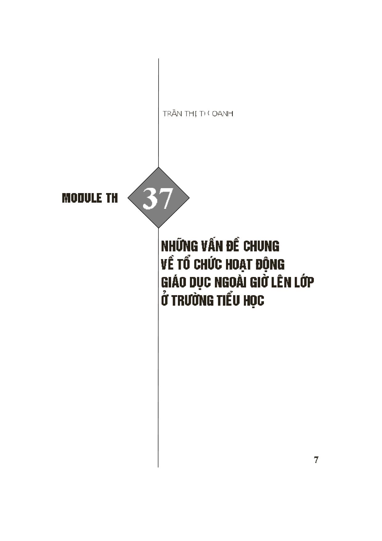Module Tiểu học 37: Những vấn đề chung về tổ chức hoạt động giáo dục ngoài giờ lên lớp ỏ trường Tiểu học trang 1
