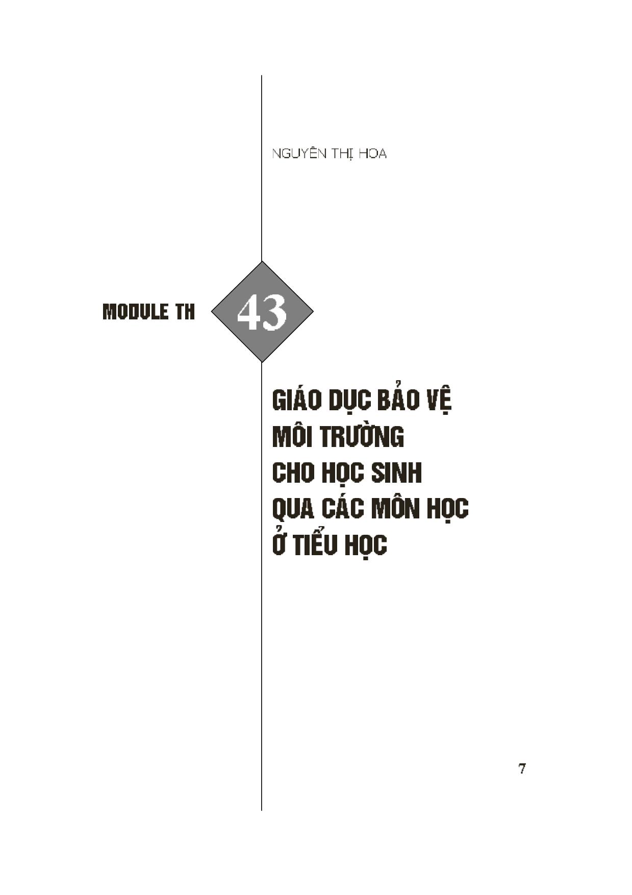 Module Tiểu học 43: Giáo dục bảo vệ môi trường cho học sinh qua các môn học ở Tiểu học trang 1