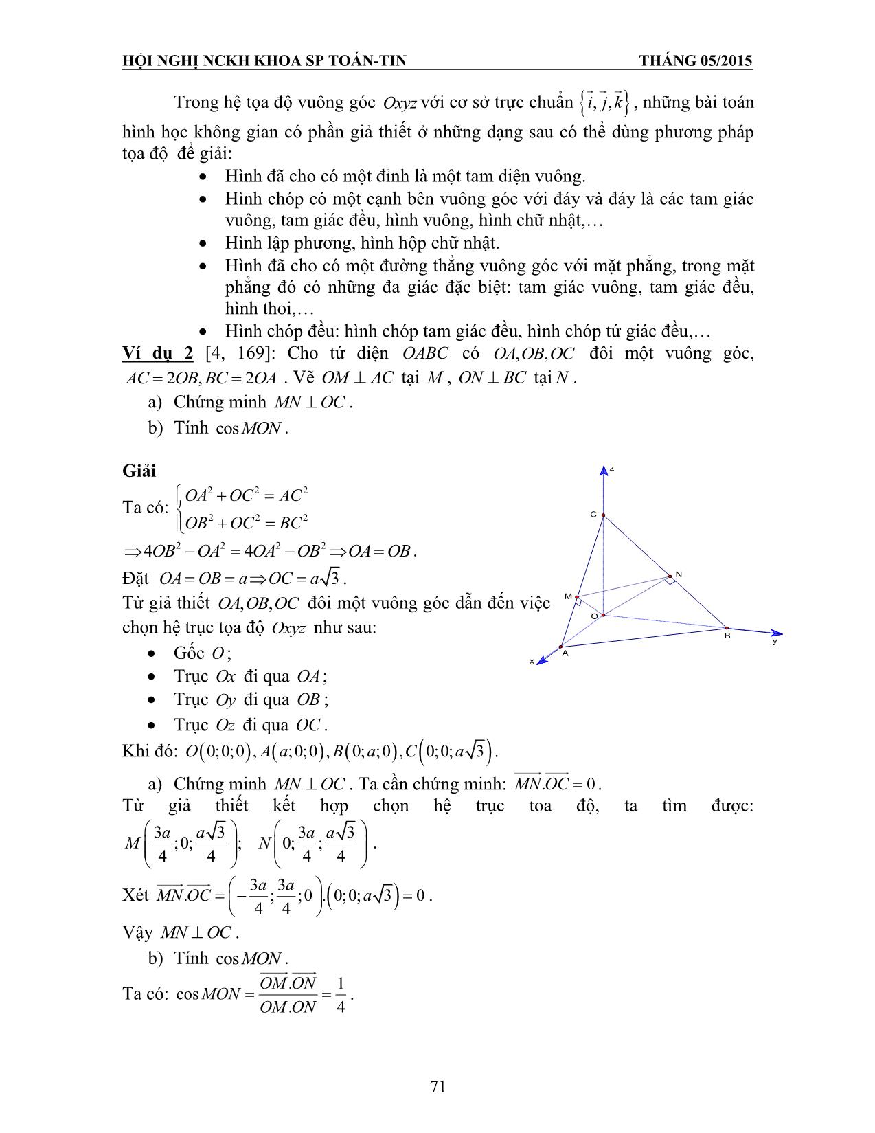Một số biện pháp bồi dưỡng năng lực vận dụng phương pháp tọa độ vào một số dạng toán hình học không gian Trung học Phổ thông trang 4