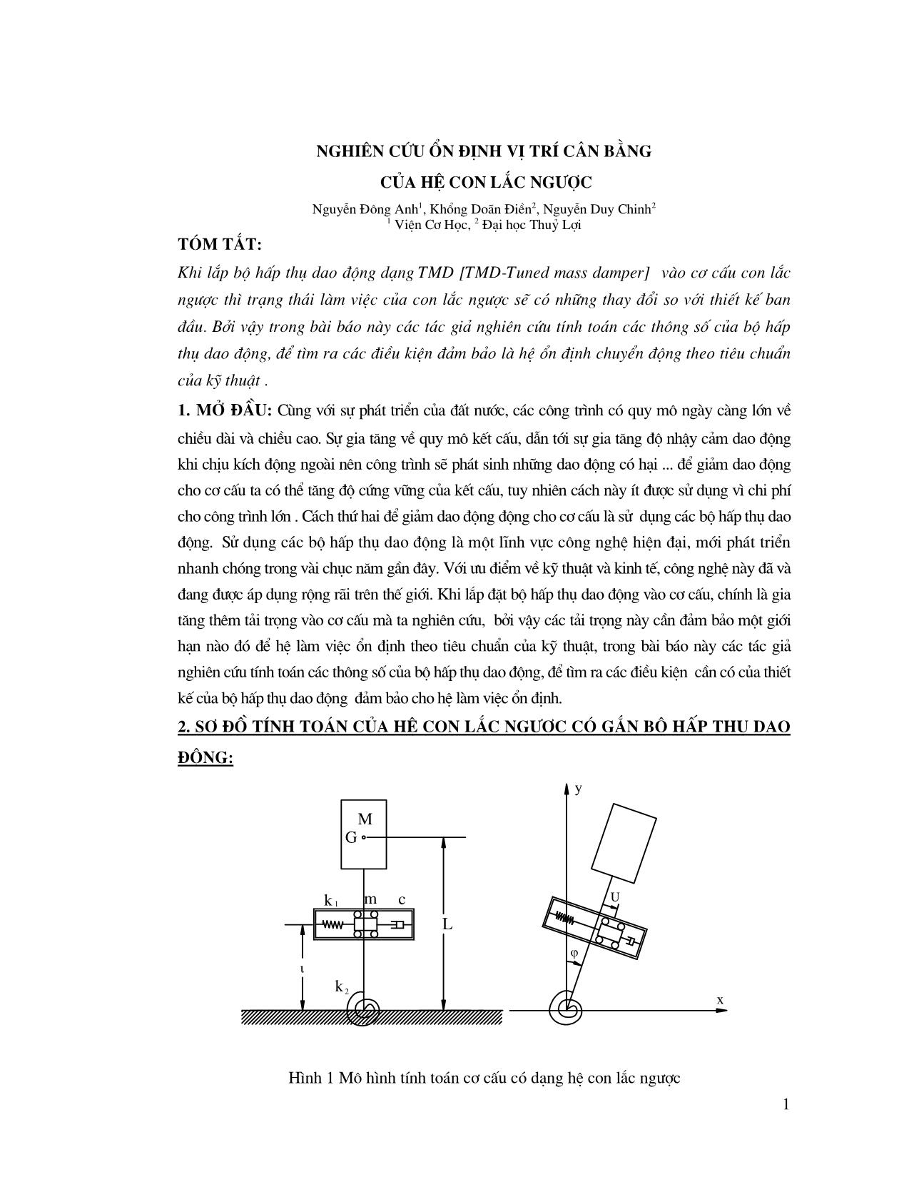 Nghiên cứu ổn định vị trí cân bằng của hệ con lắc ngược trang 1