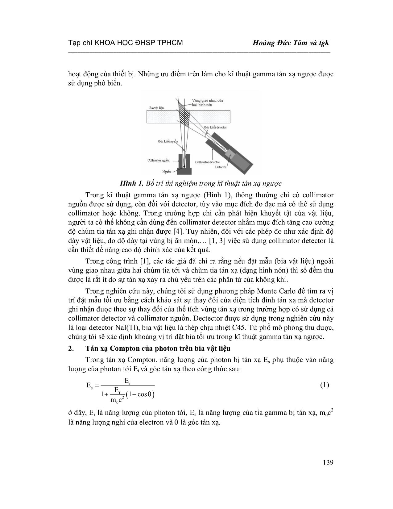 Nghiên cứu sự phụ thuộc cường độ chùm tia Gamma tán xạ ngược vào thể tích tán xạ bằng phương pháp Monte Carlo trang 2