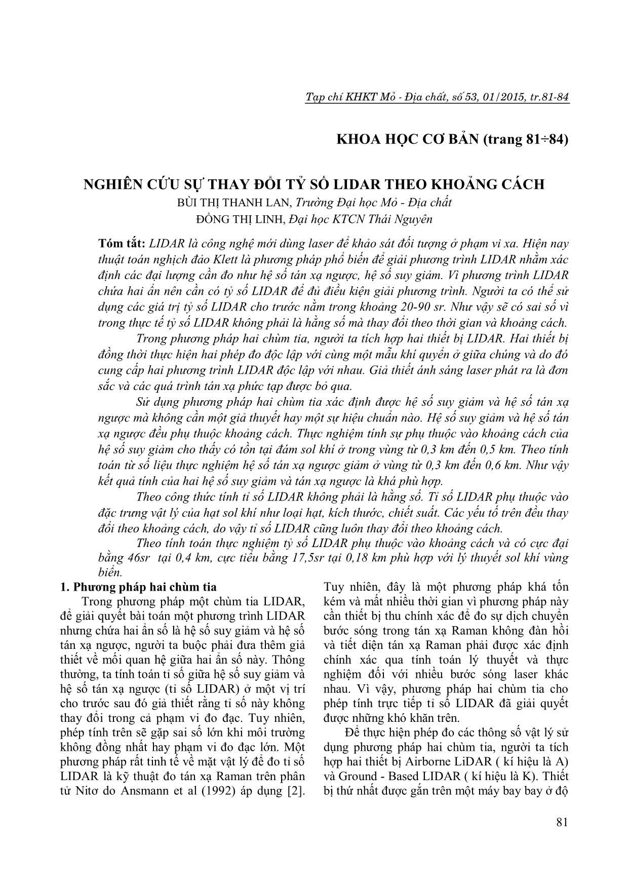 Nghiên cứu sự thay đổi tỷ số Lidar theo khoảng cách trang 1