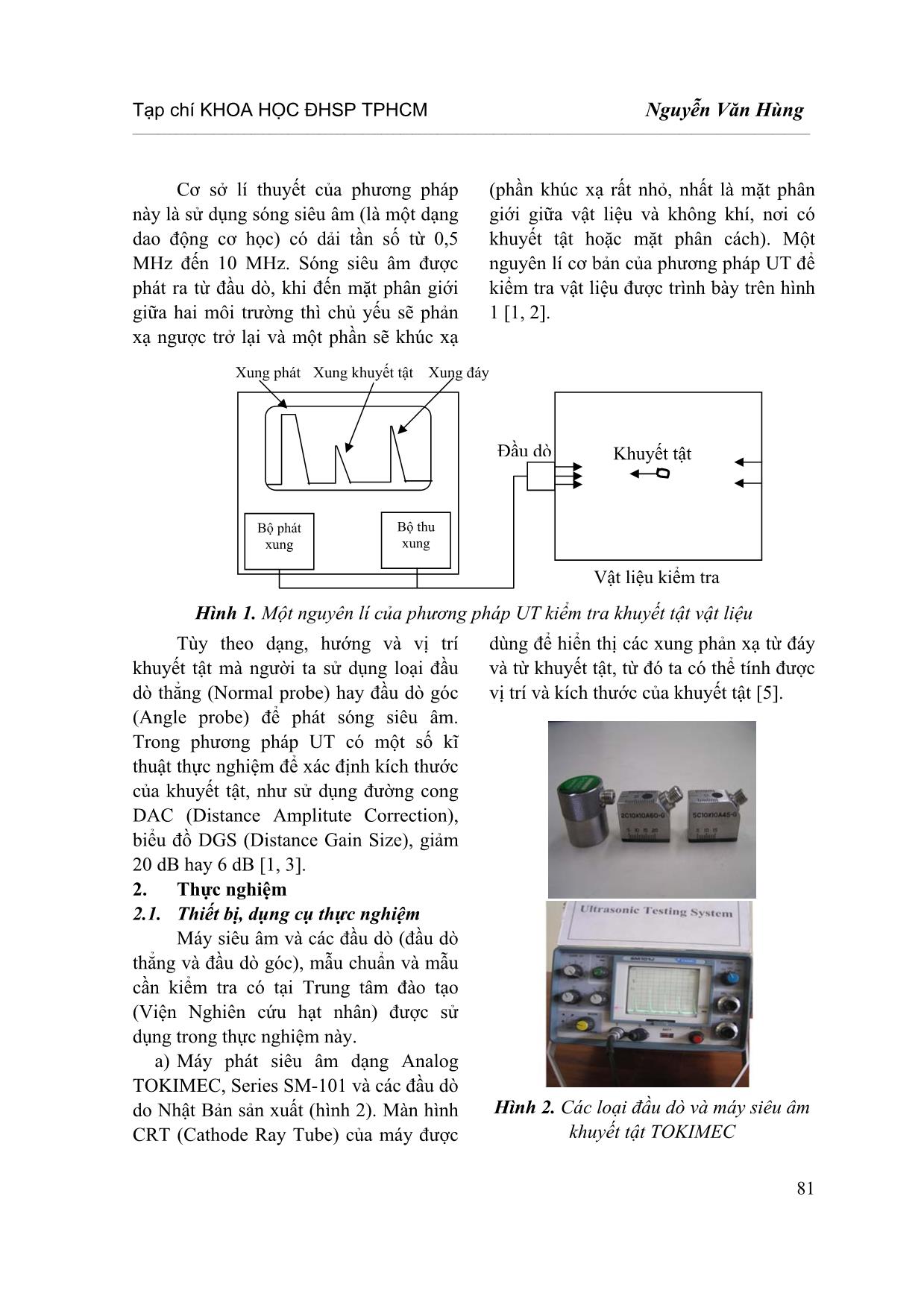 Nghiên cứu ứng dụng phương pháp siêu âm trong kiểm tra khuyết tật vật liệu kim loại trang 2