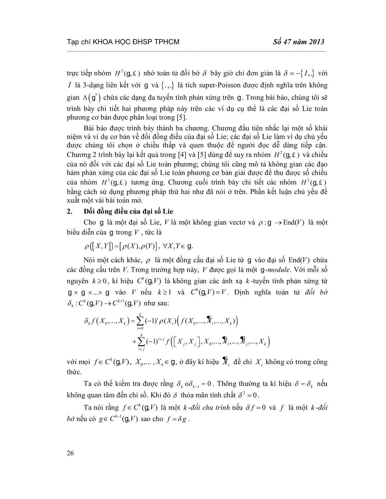 Nhóm đối đồng điều H2 của các đại số lie toàn phương cơ bản trang 2