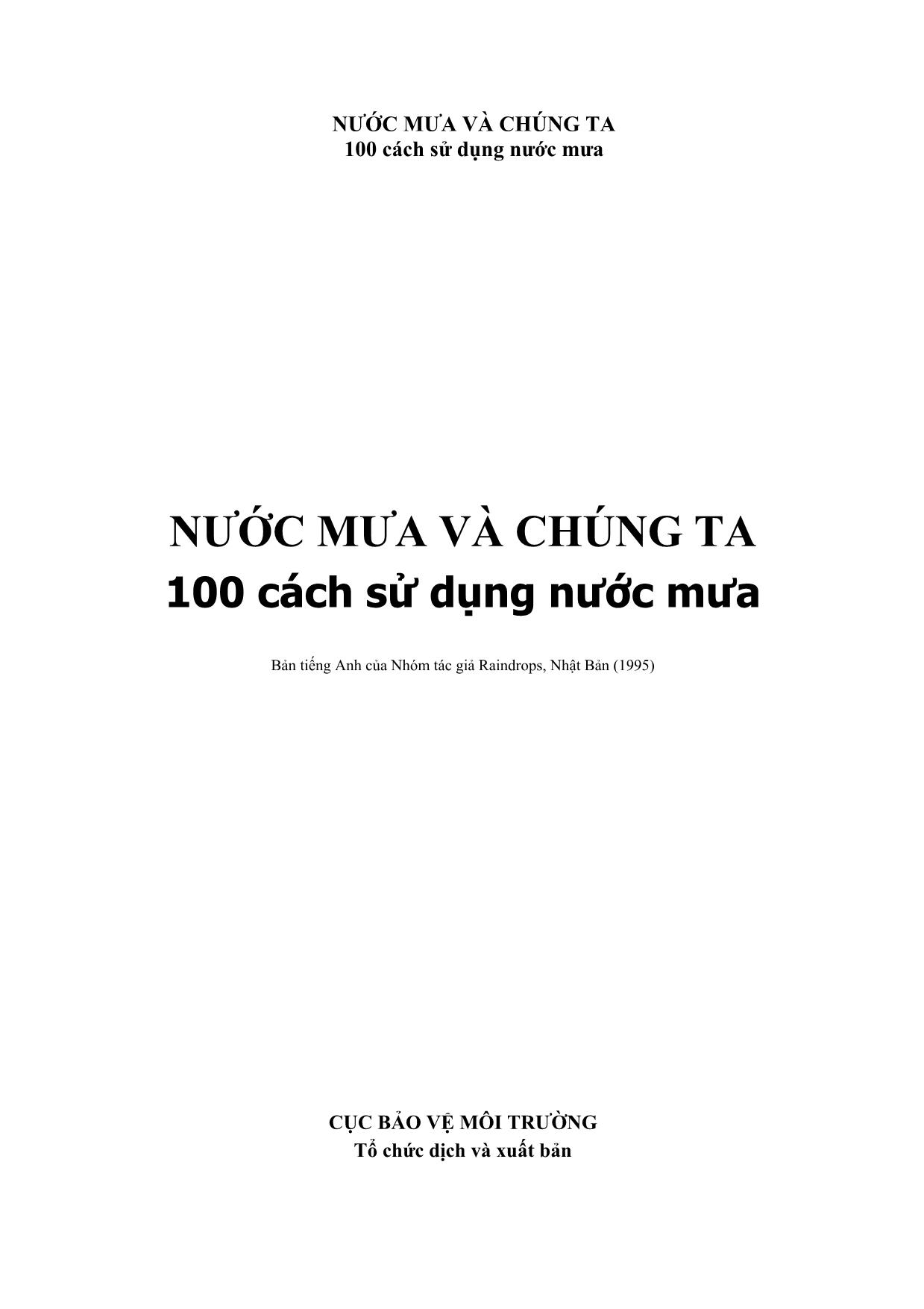 Nước mưa và chúng ta 100 cách sử dụng nước mưa trang 1