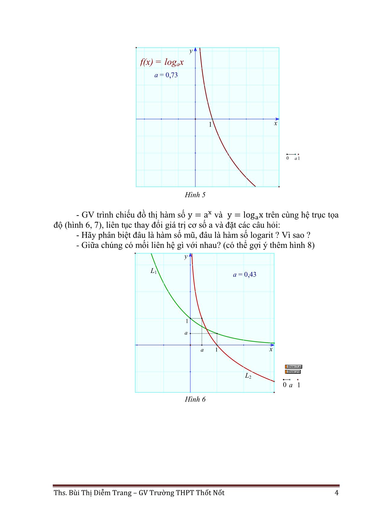 Phát hiện tính chất hàm số mũ – Logarit dưới sự hỗ trợ phần mềm the Geometer’s Sketchpad trang 4