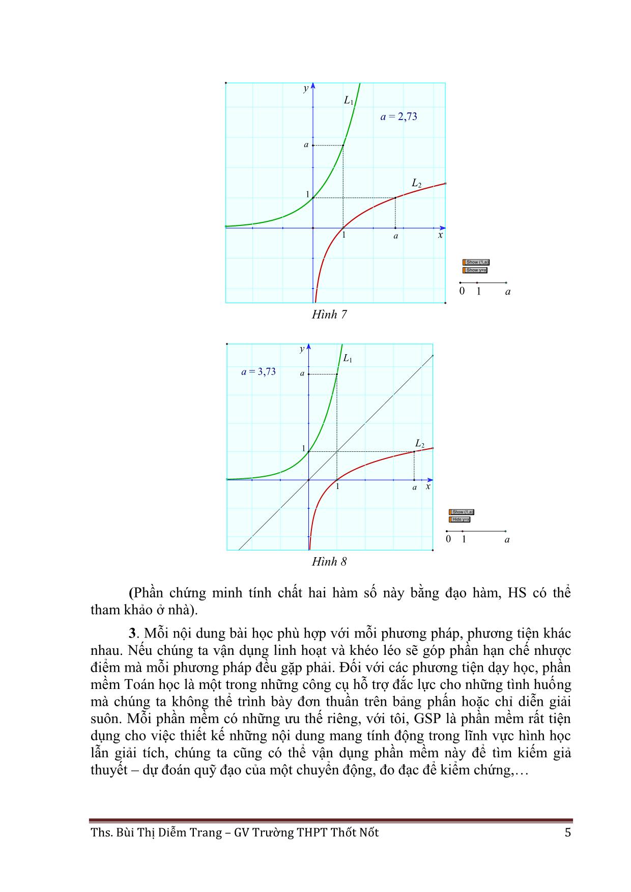 Phát hiện tính chất hàm số mũ – Logarit dưới sự hỗ trợ phần mềm the Geometer’s Sketchpad trang 5