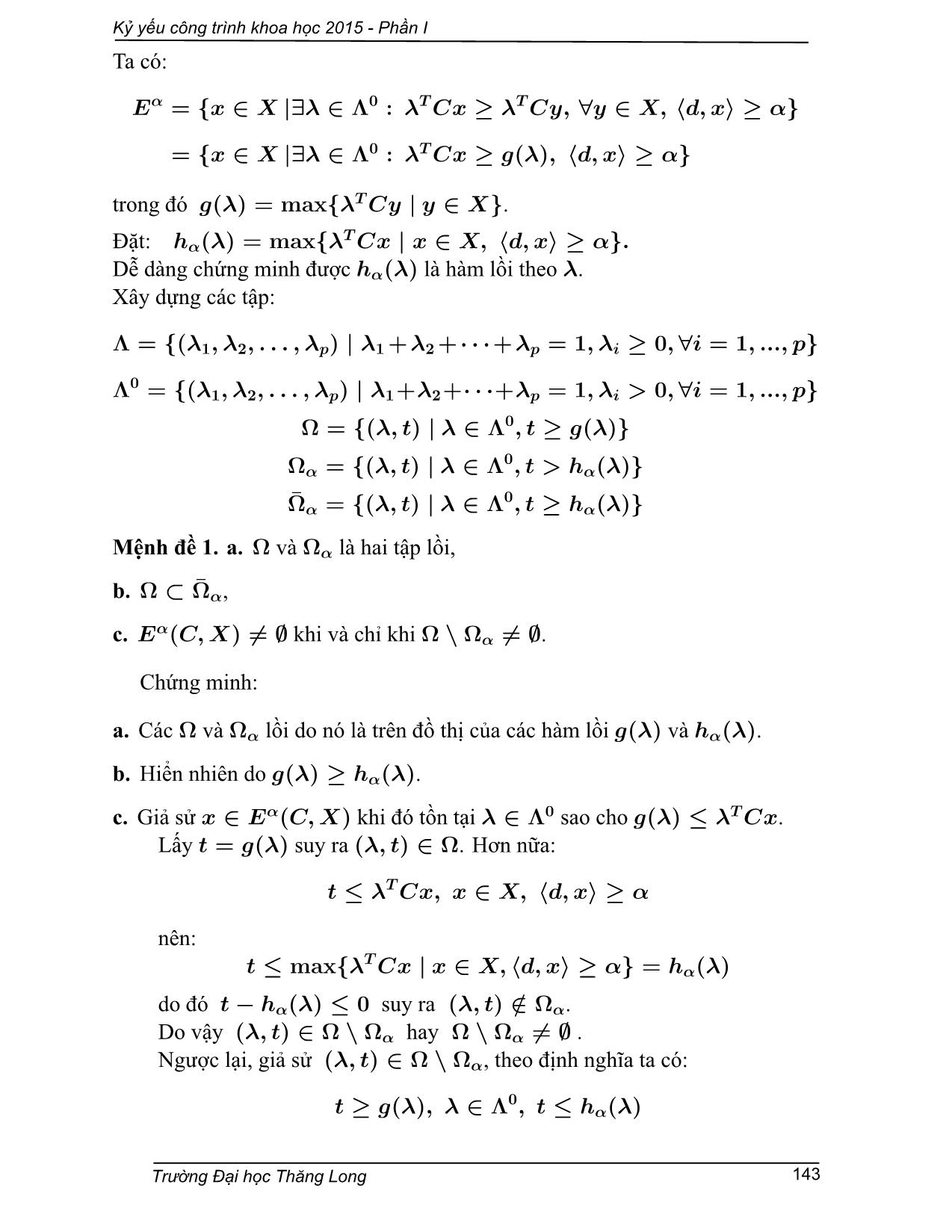 Phương pháp chia đôi giải bài toán tối ưu trên tập Pareto tuyến tính trang 3