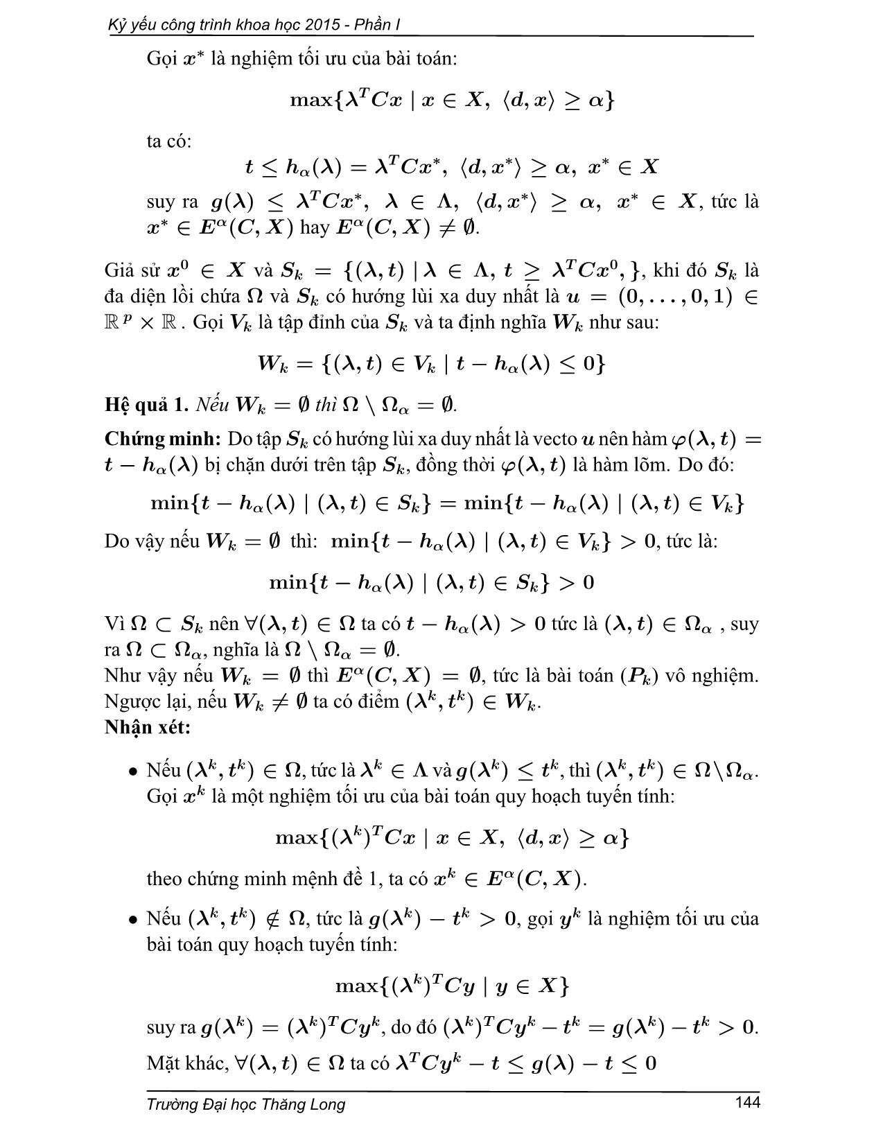 Phương pháp chia đôi giải bài toán tối ưu trên tập Pareto tuyến tính trang 4