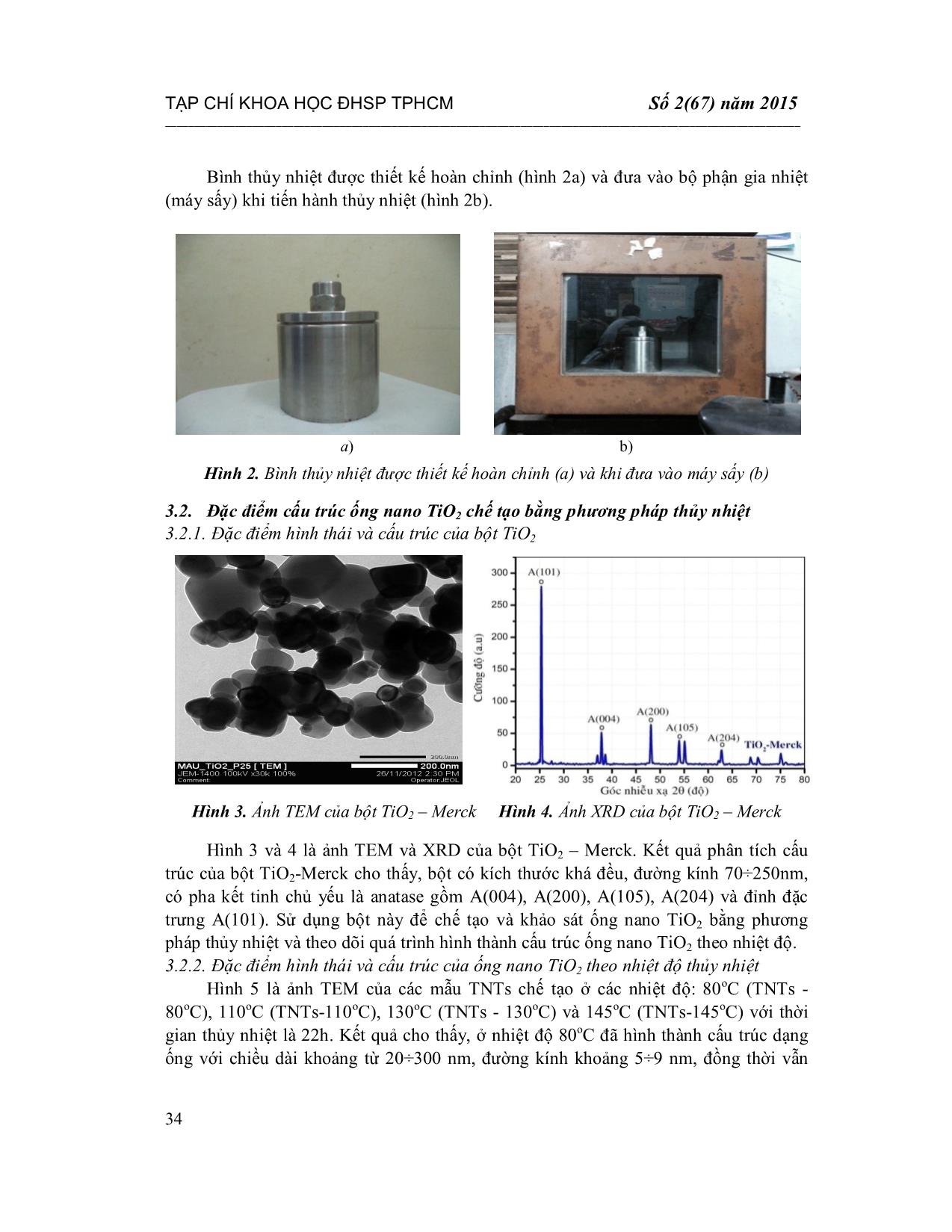 Thiết kế hệ thống thủy nhiệt và chế tạo cấu trúc ống nano TiO2 trang 4