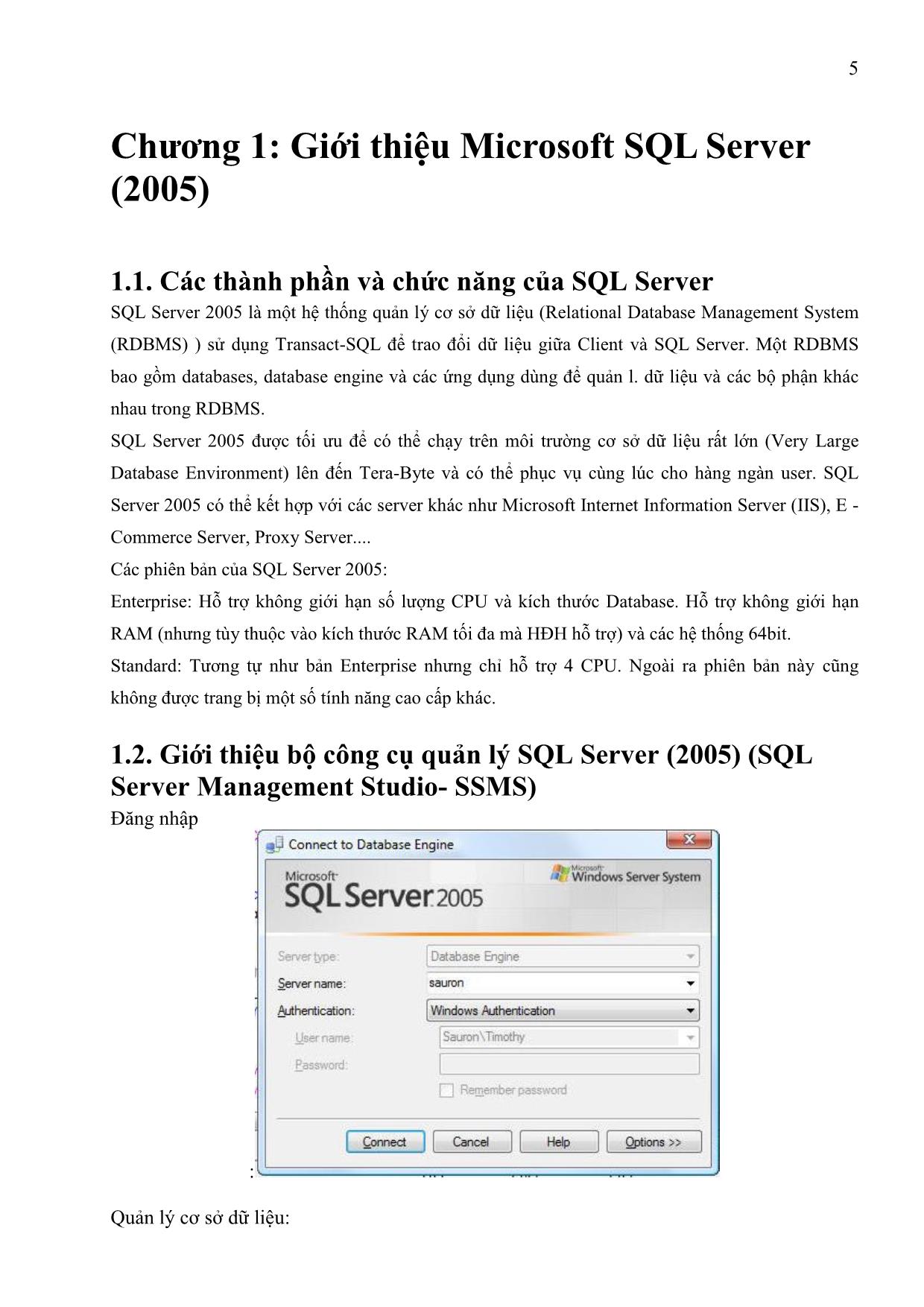 Thực tập chuyên ngành (SQL server) trang 5