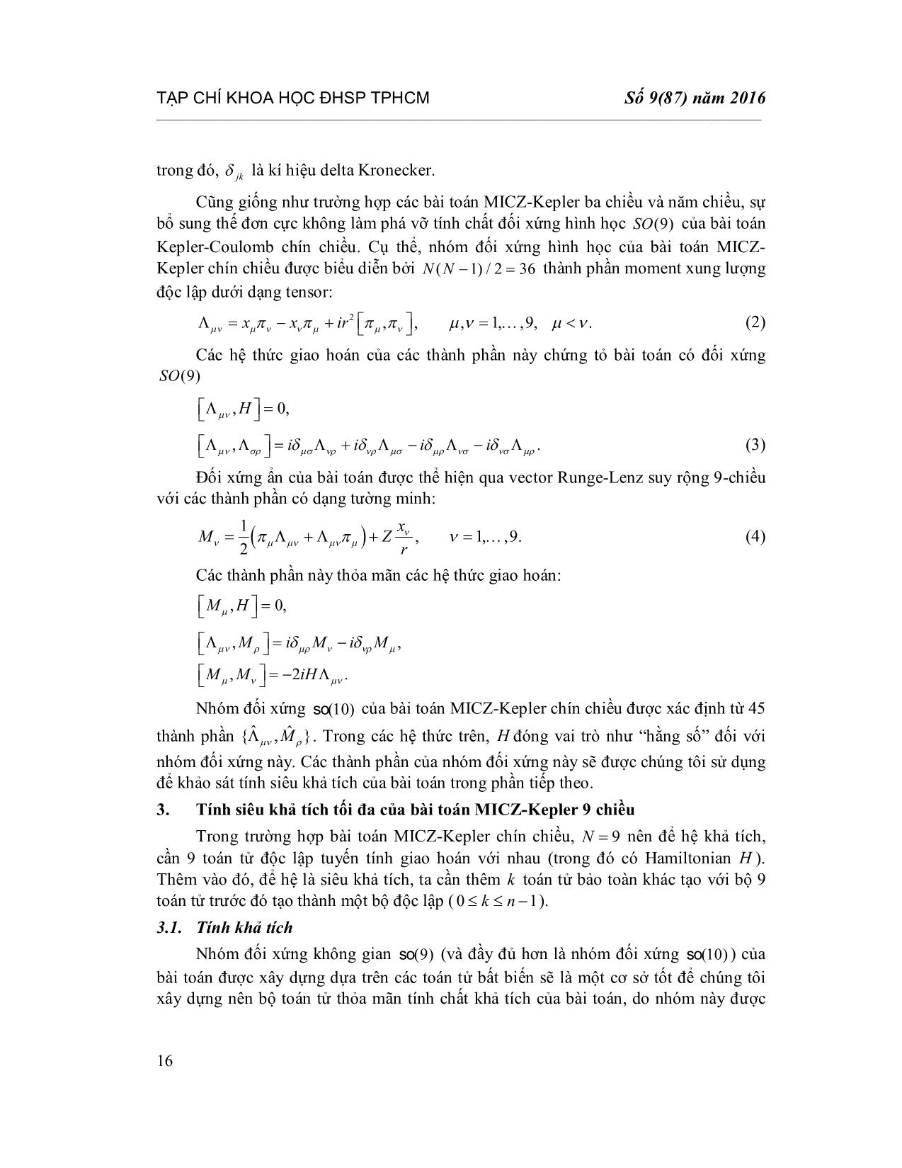 Tính siêu khả tích của bài toán Micz-Kepler chín chiều trang 4