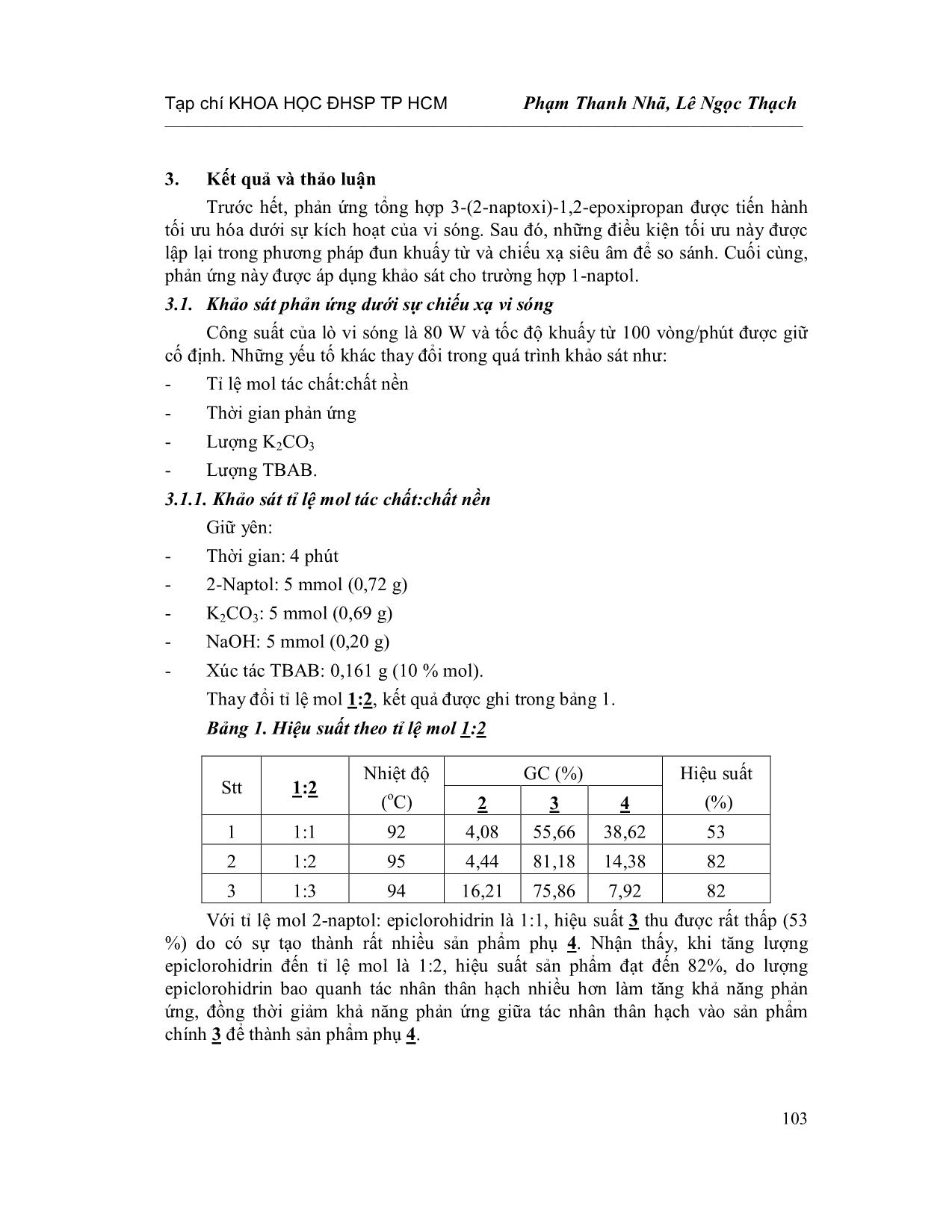 Tổng hợp 3-Naptoxi-1,2-Epoxipropan trong điều kiện hóa học xanh trang 3