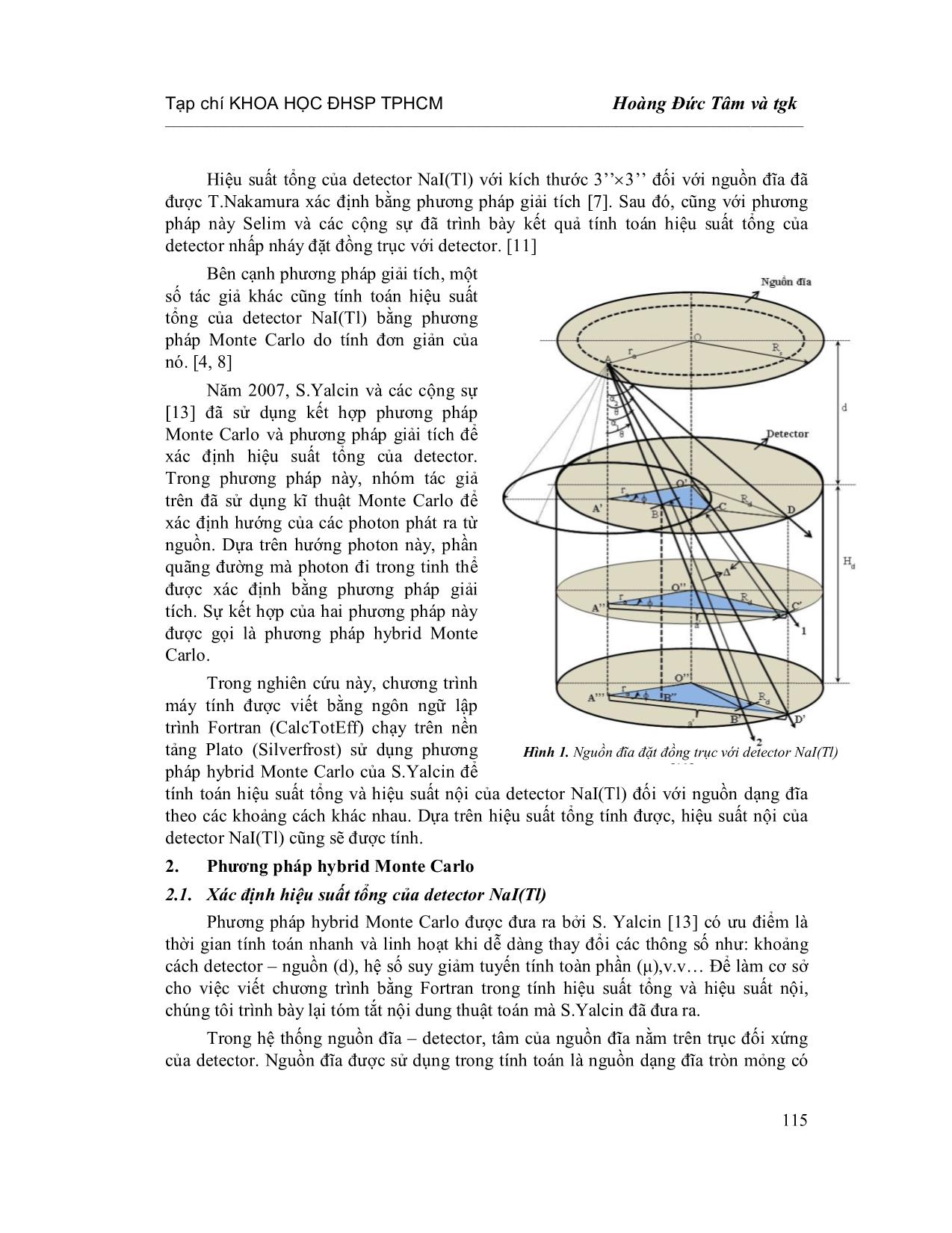 Xác định hiệu suất tổng và hiệu suất nội của detector NaI(TL) kích thước 3’’x3’’ đối với nguồn dạng đĩa trang 2