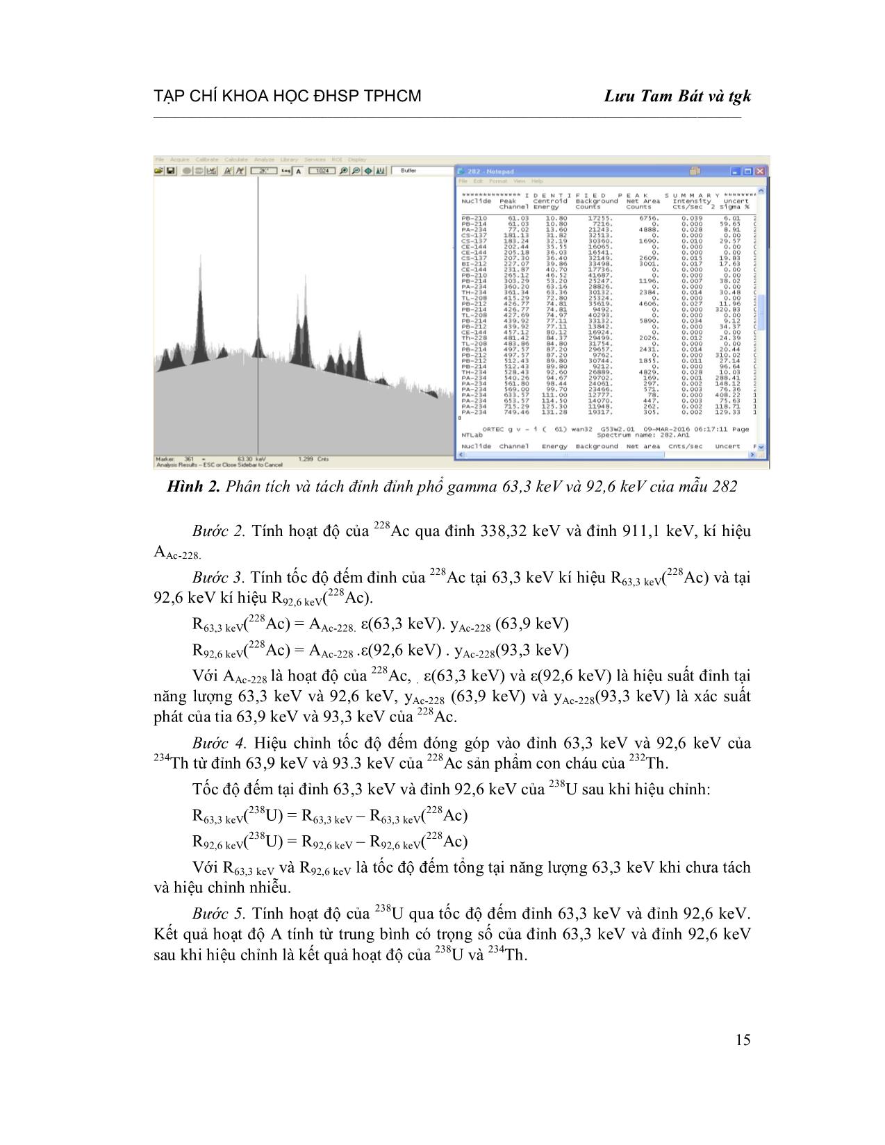 Xác định nồng độ đồng vị phóng xạ 238U trong mẫu lương thực thực phẩm bằng phổ kế gamma phân giải cao trang 4